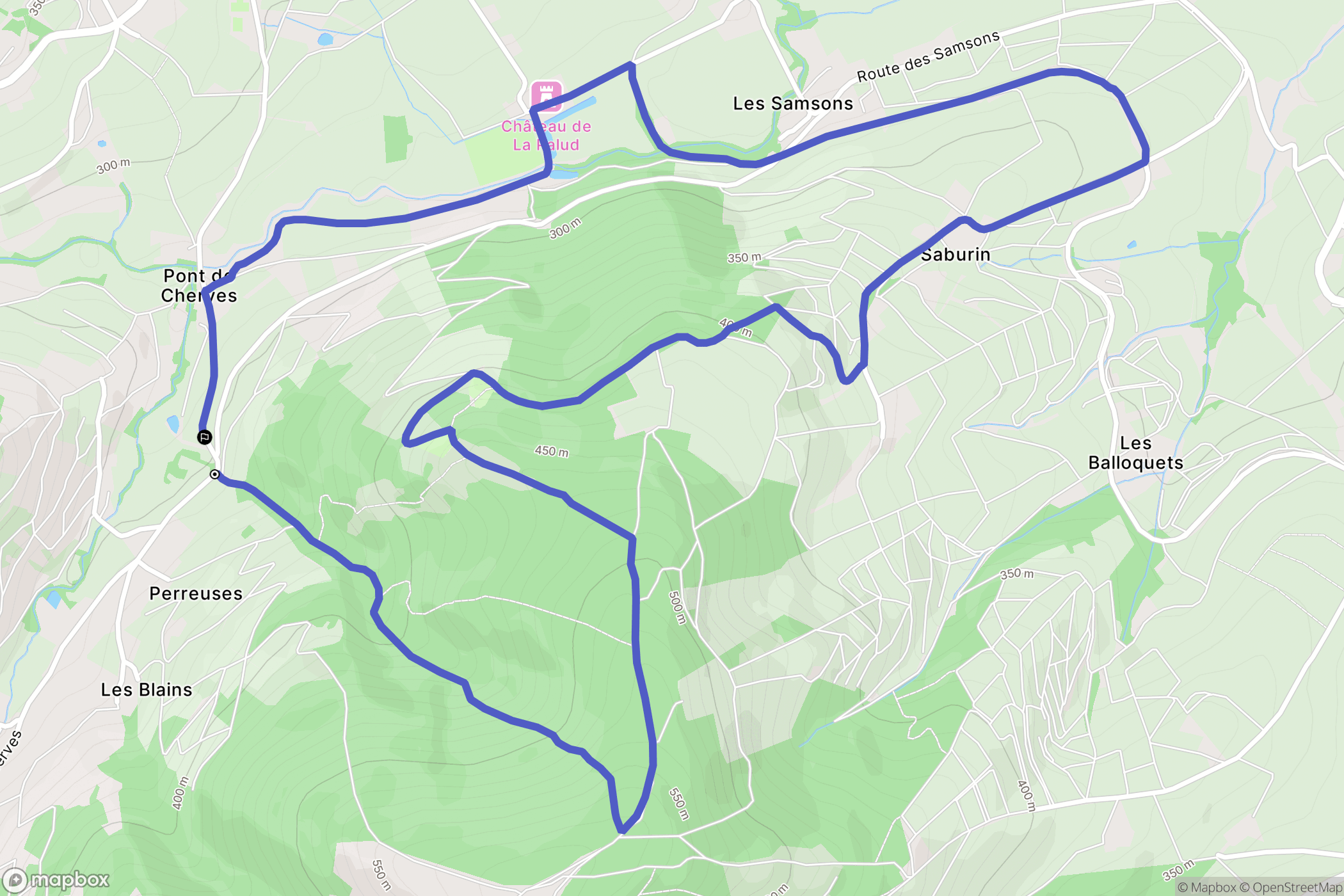 Quincié-en-Beaujolais : carte du parcours de randonnée - France
