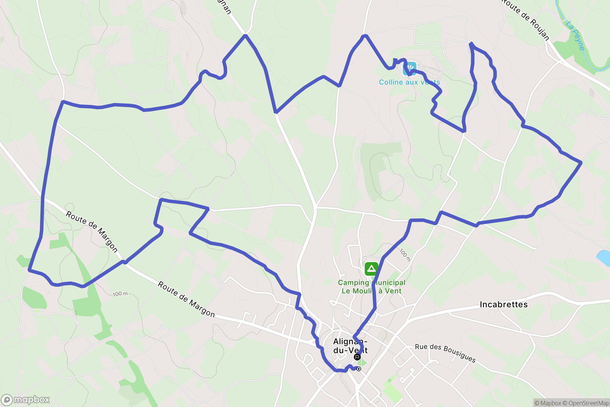 Alignan-du-Vent : carte du parcours de randonnée - France