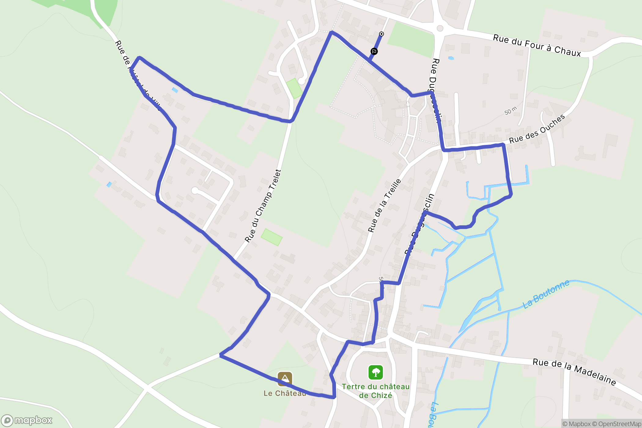 Chizé : carte du parcours de randonnée - France