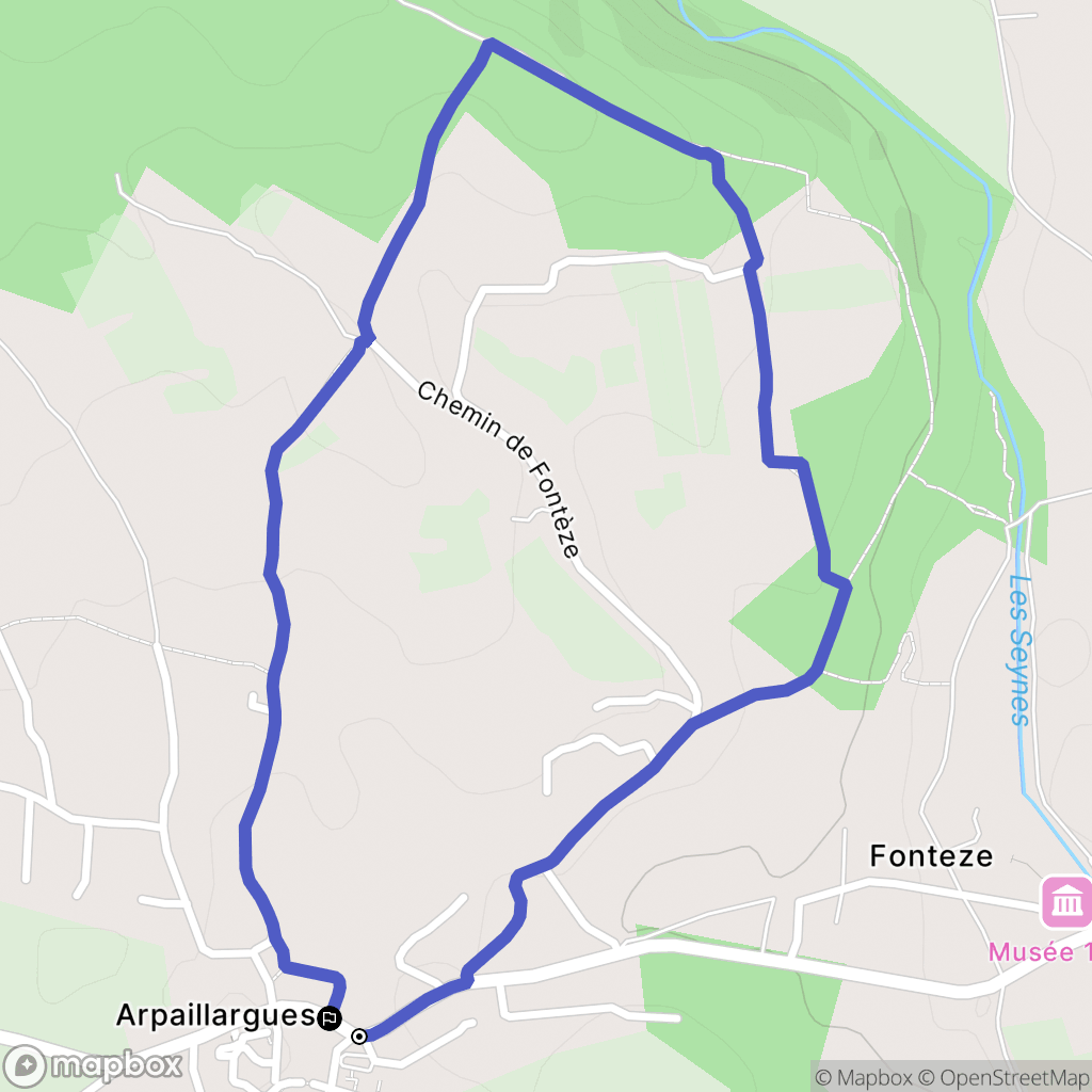 Arpaillargues-et-Aureillac : carte du parcours de randonnée - France