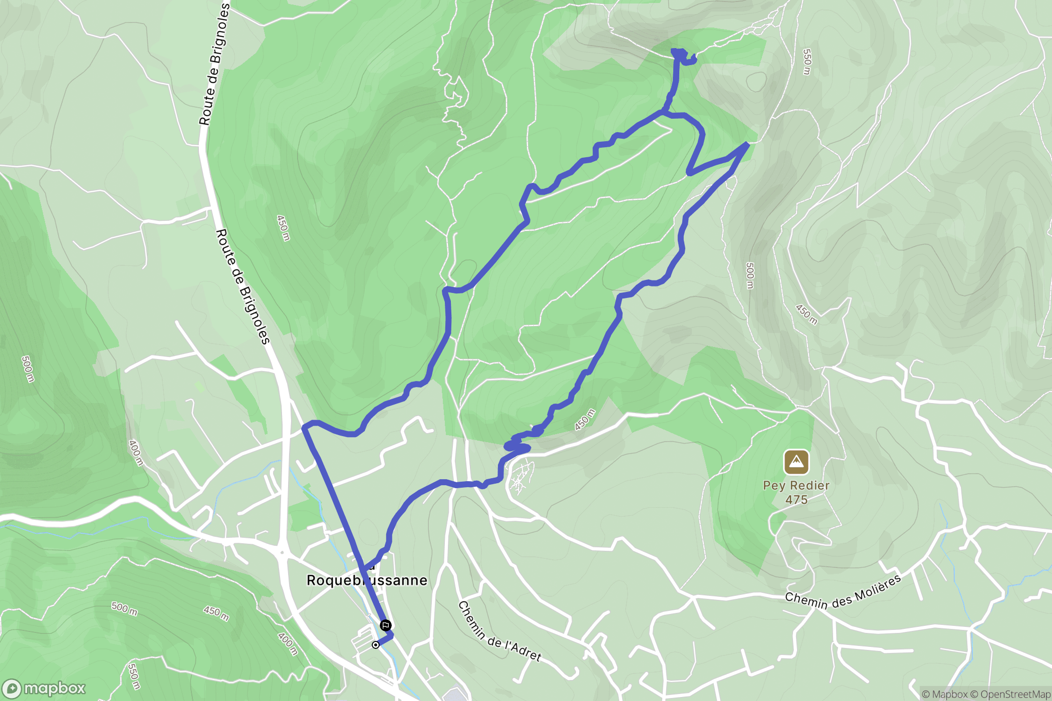 La Roquebrussanne : carte du parcours de randonnée - France