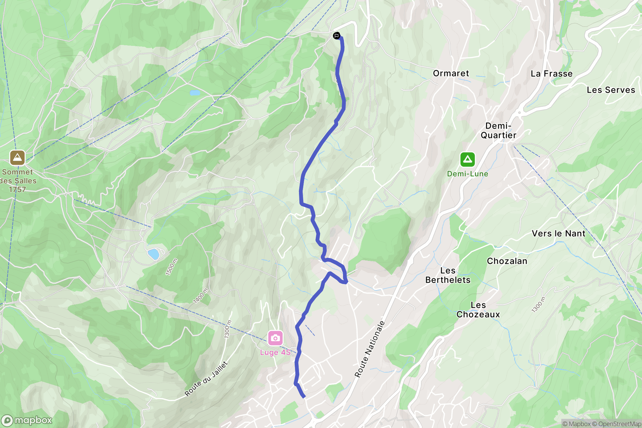 Combloux : carte du parcours de randonnée - France