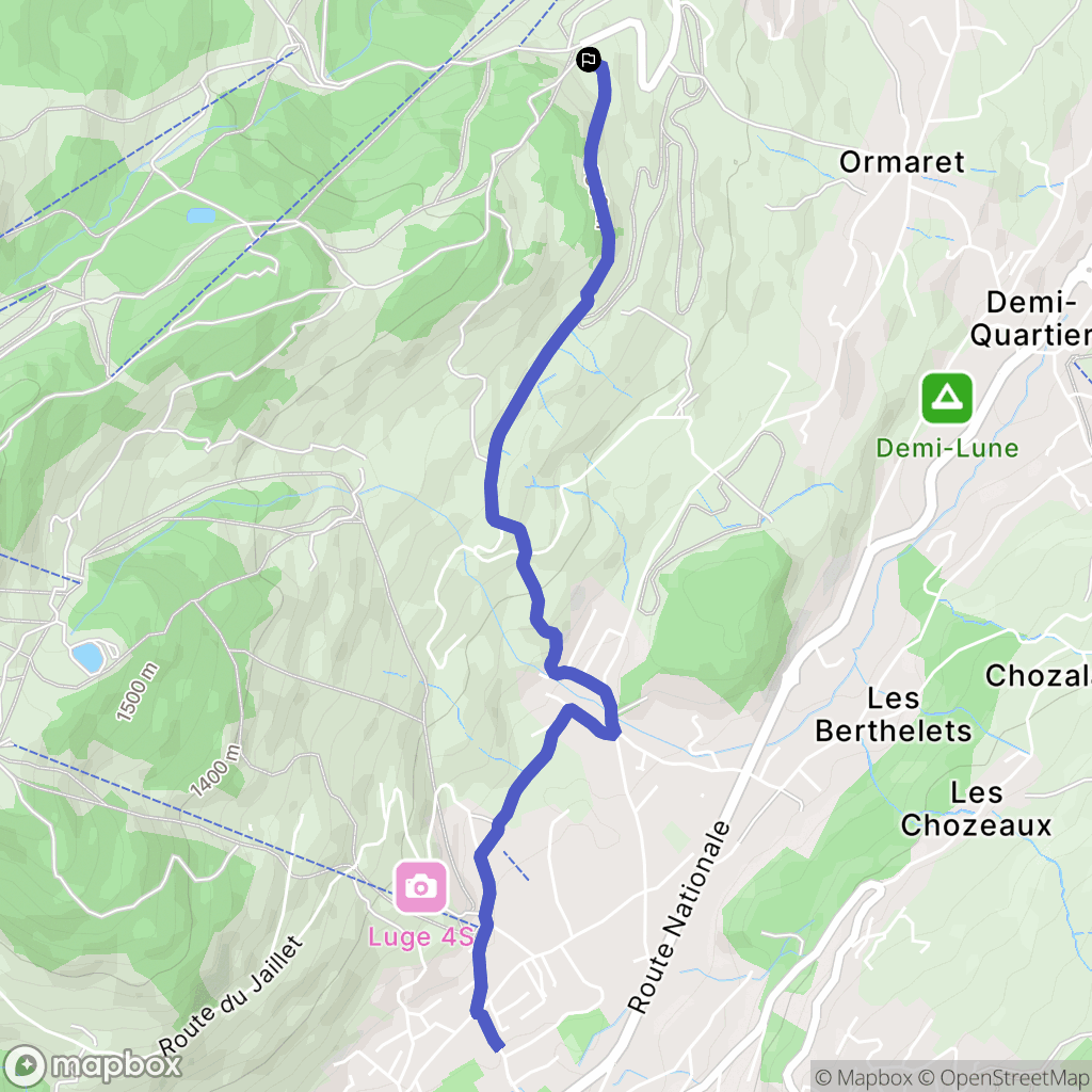 Combloux : carte du parcours de randonnée - France