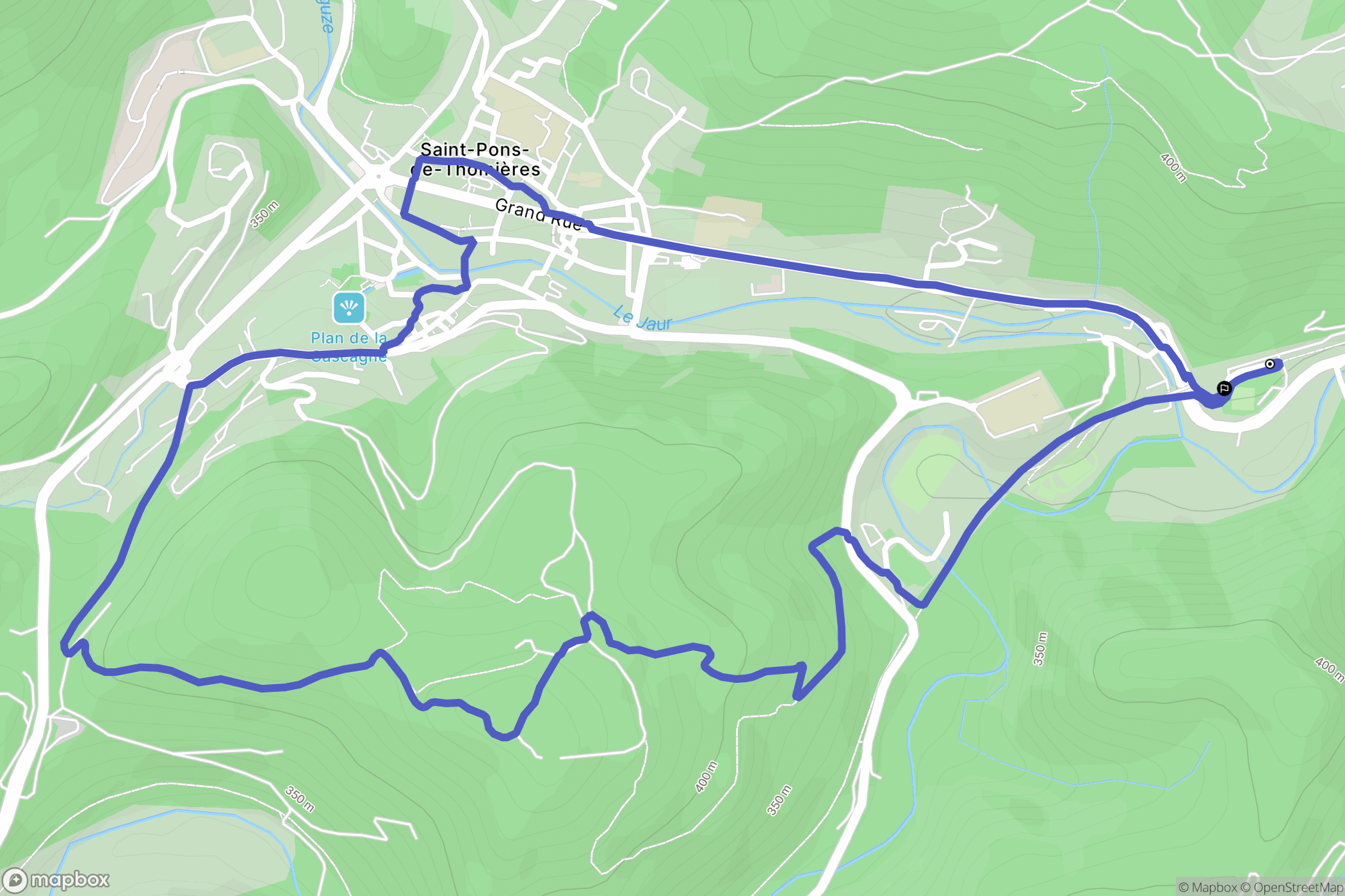 Saint-Pons-de-Thomières : carte du parcours de randonnée - France