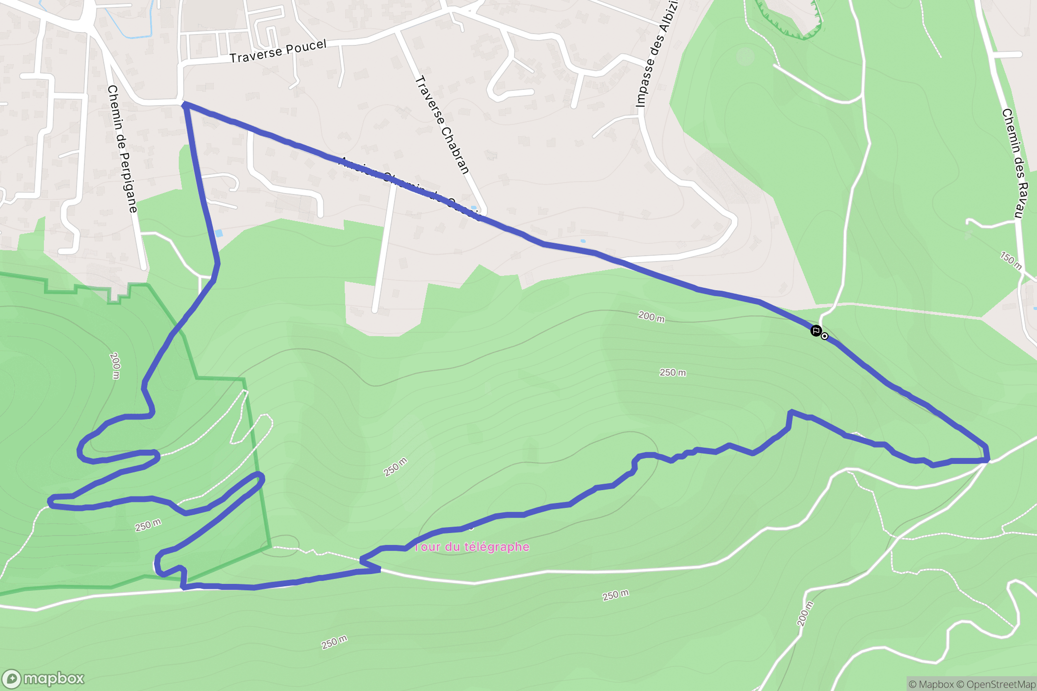 Aubagne : carte du parcours de randonnée - France