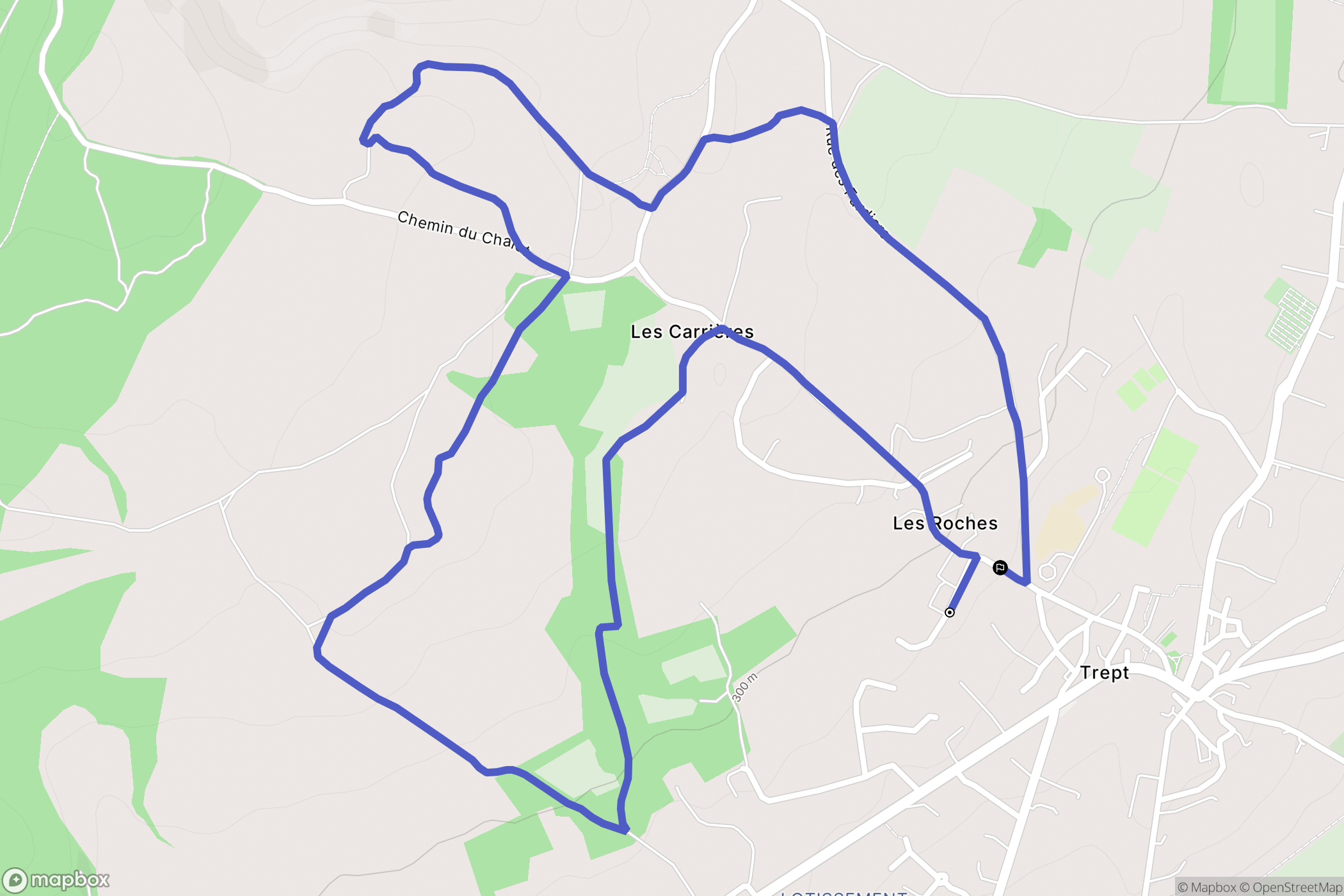 Trept : carte du parcours de randonnée - France