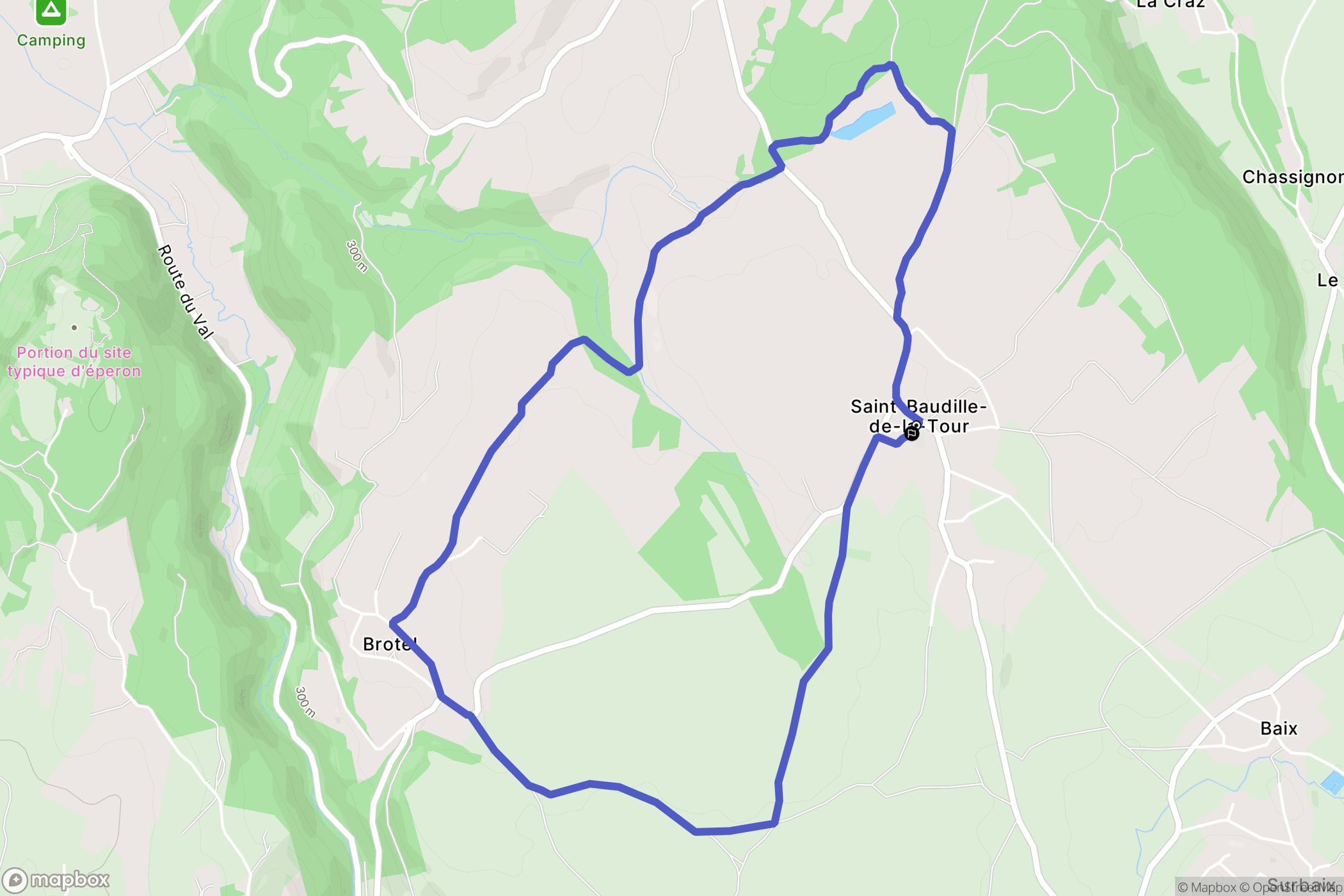 Saint-Baudille-de-la-Tour : carte du parcours de randonnée - France