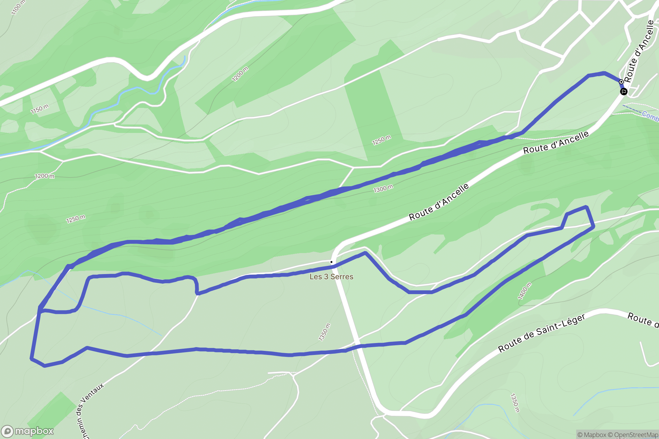Saint-Léger-les-Mélèzes : carte du parcours de randonnée - France