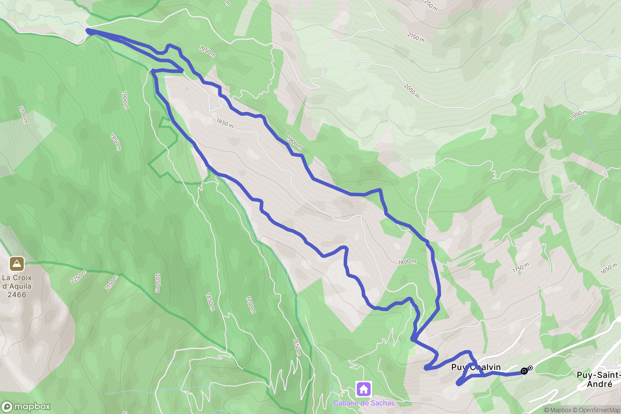 Puy-Saint-André : carte du parcours de randonnée - France