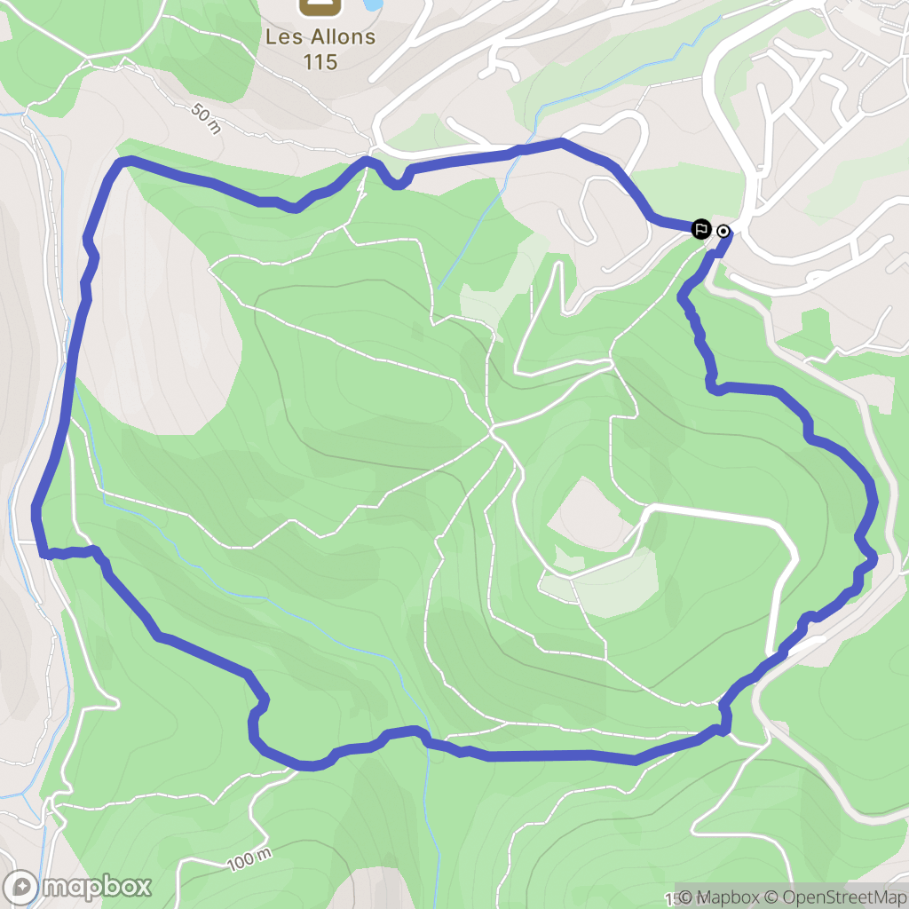 Roquebrune-sur-Argens : carte du parcours de randonnée - France