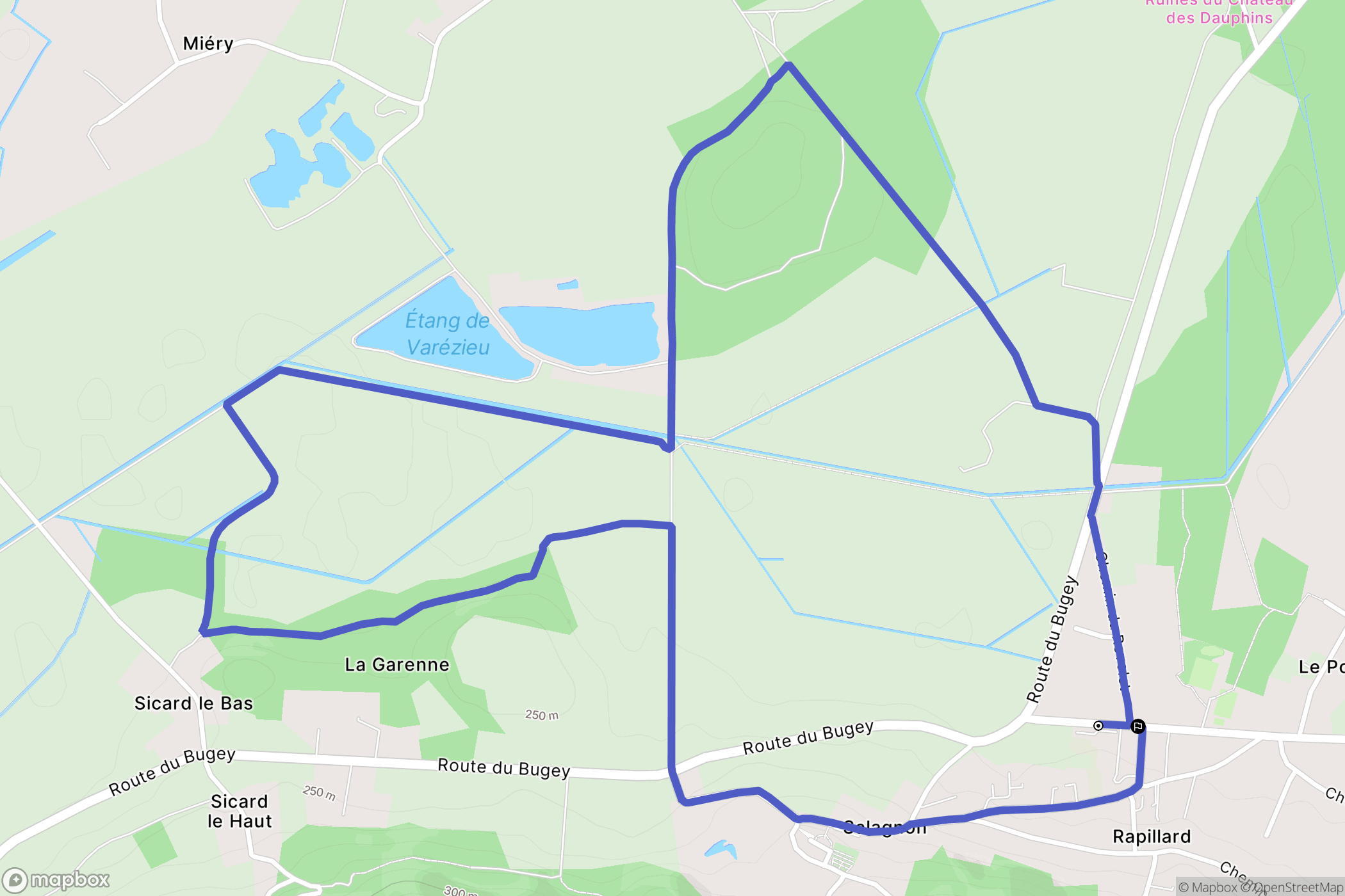 Salagnon : carte du parcours de randonnée - France