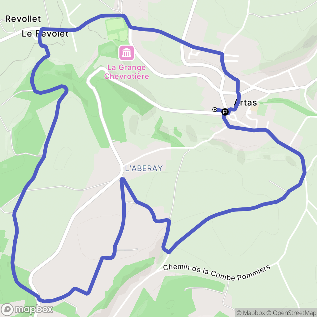 Artas : carte du parcours de randonnée - France