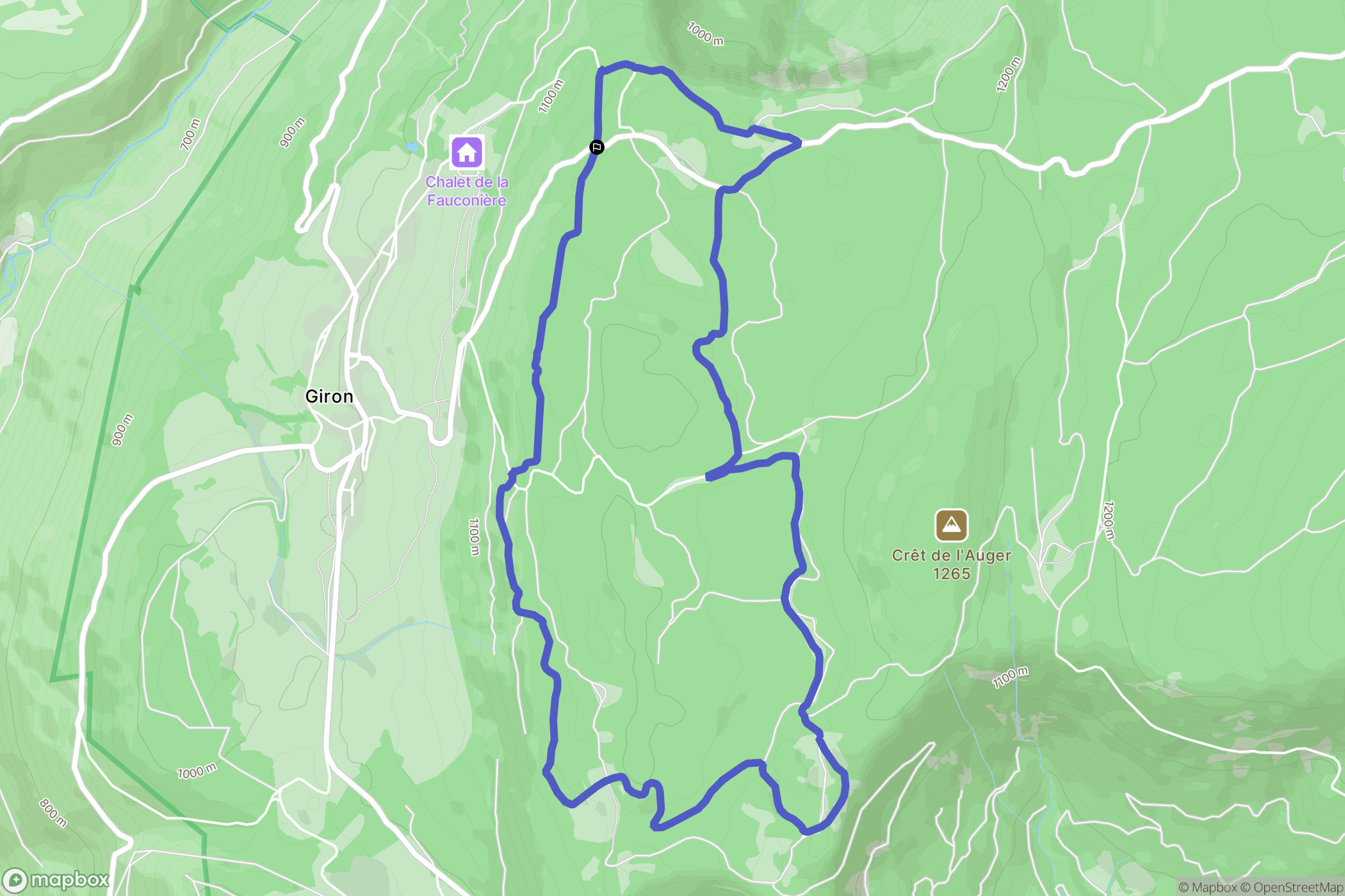 Giron : carte du parcours de randonnée - France