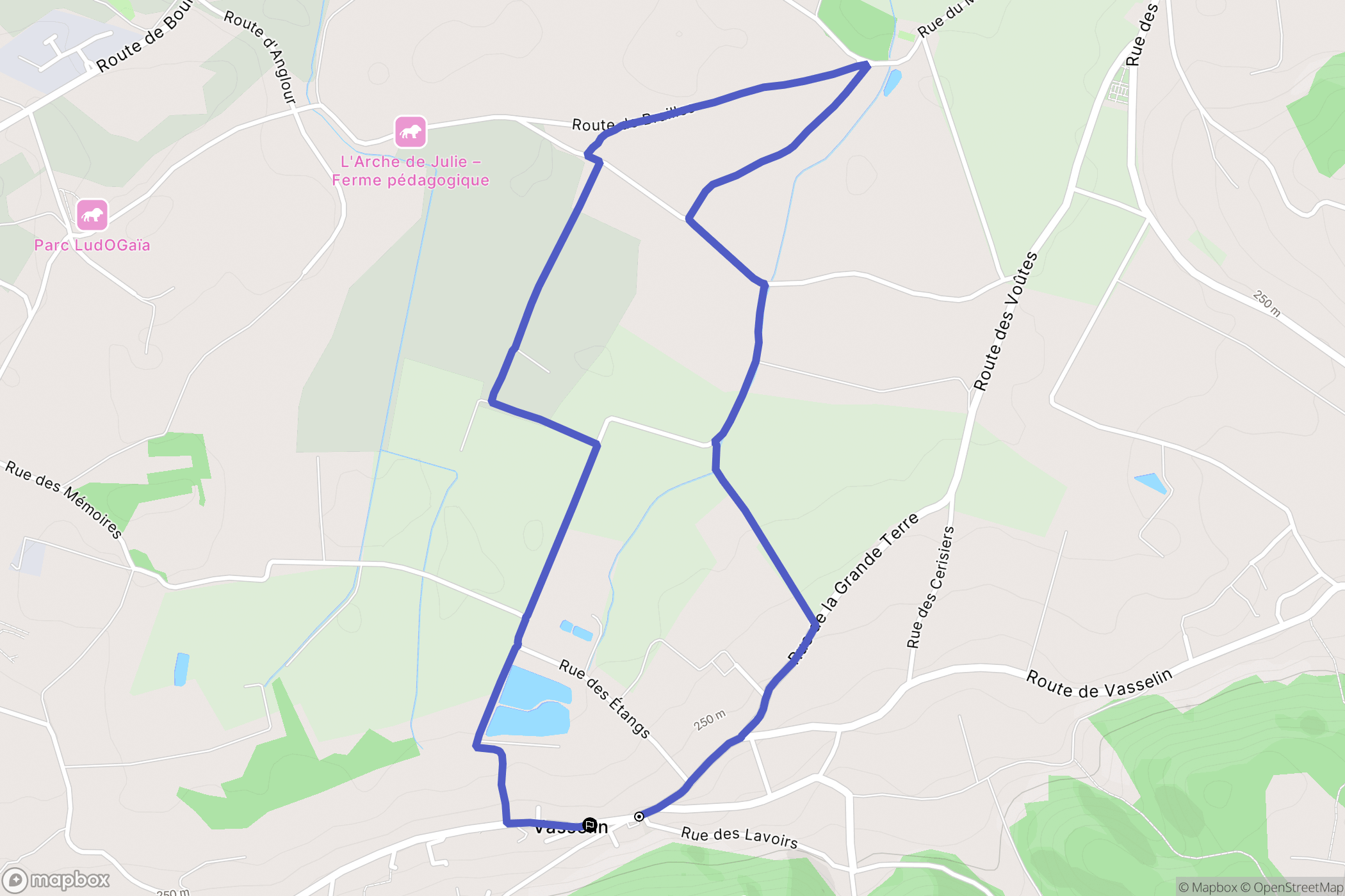 Vasselin : carte du parcours de randonnée - France