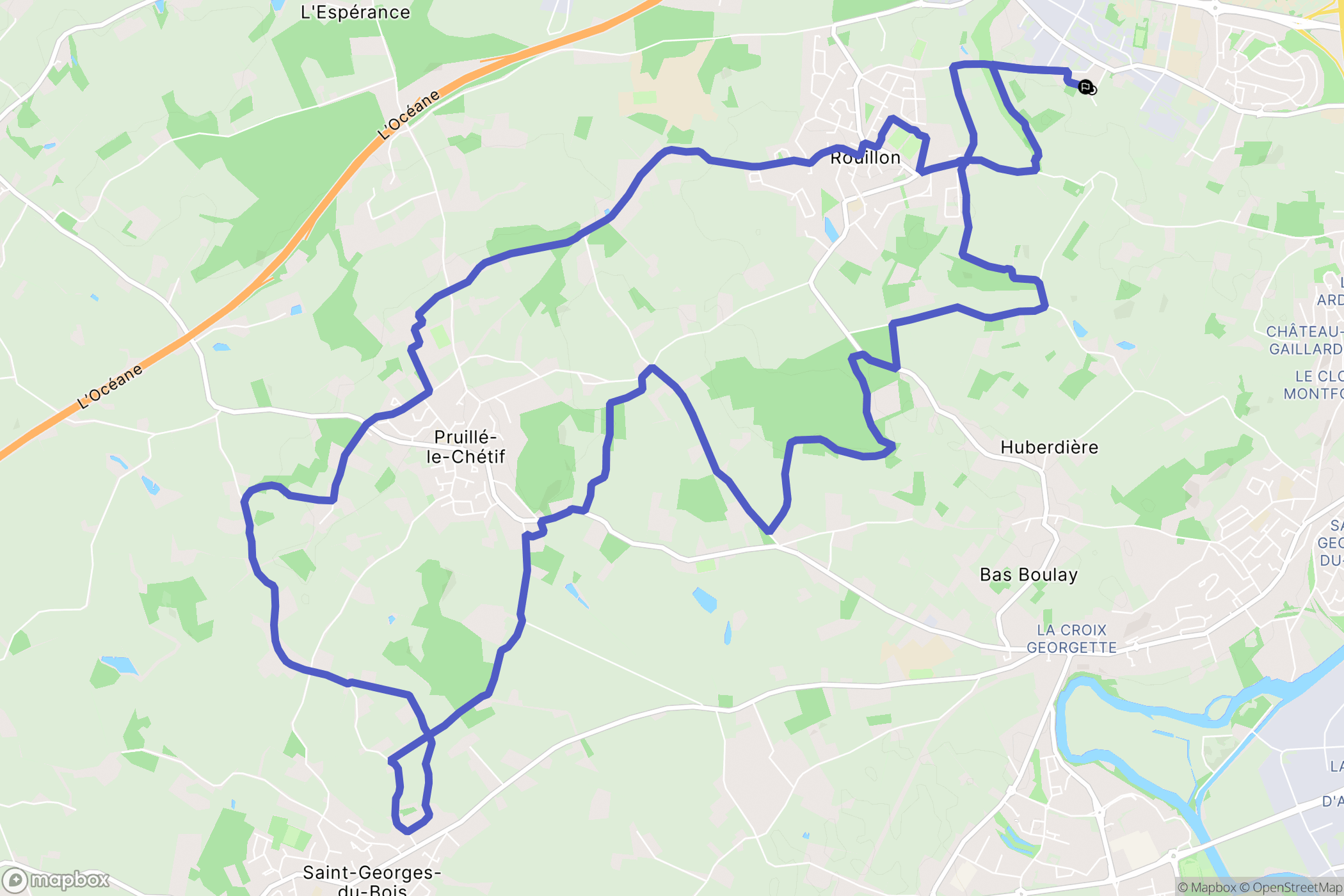 Rouillon : carte du parcours de randonnée - France