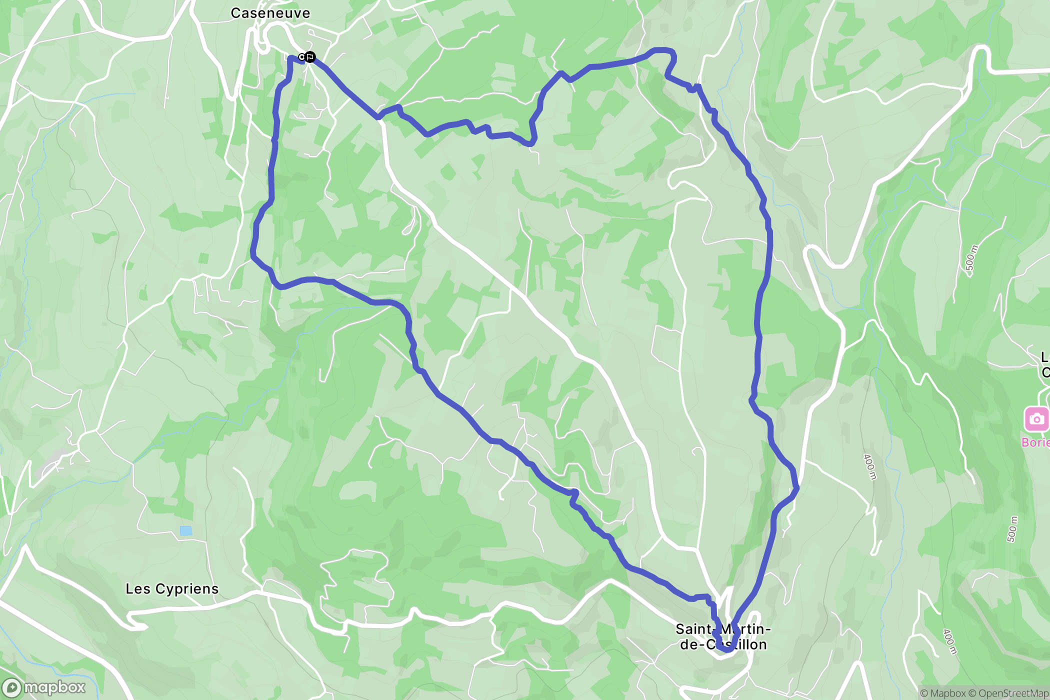 Caseneuve : carte du parcours de randonnée - France