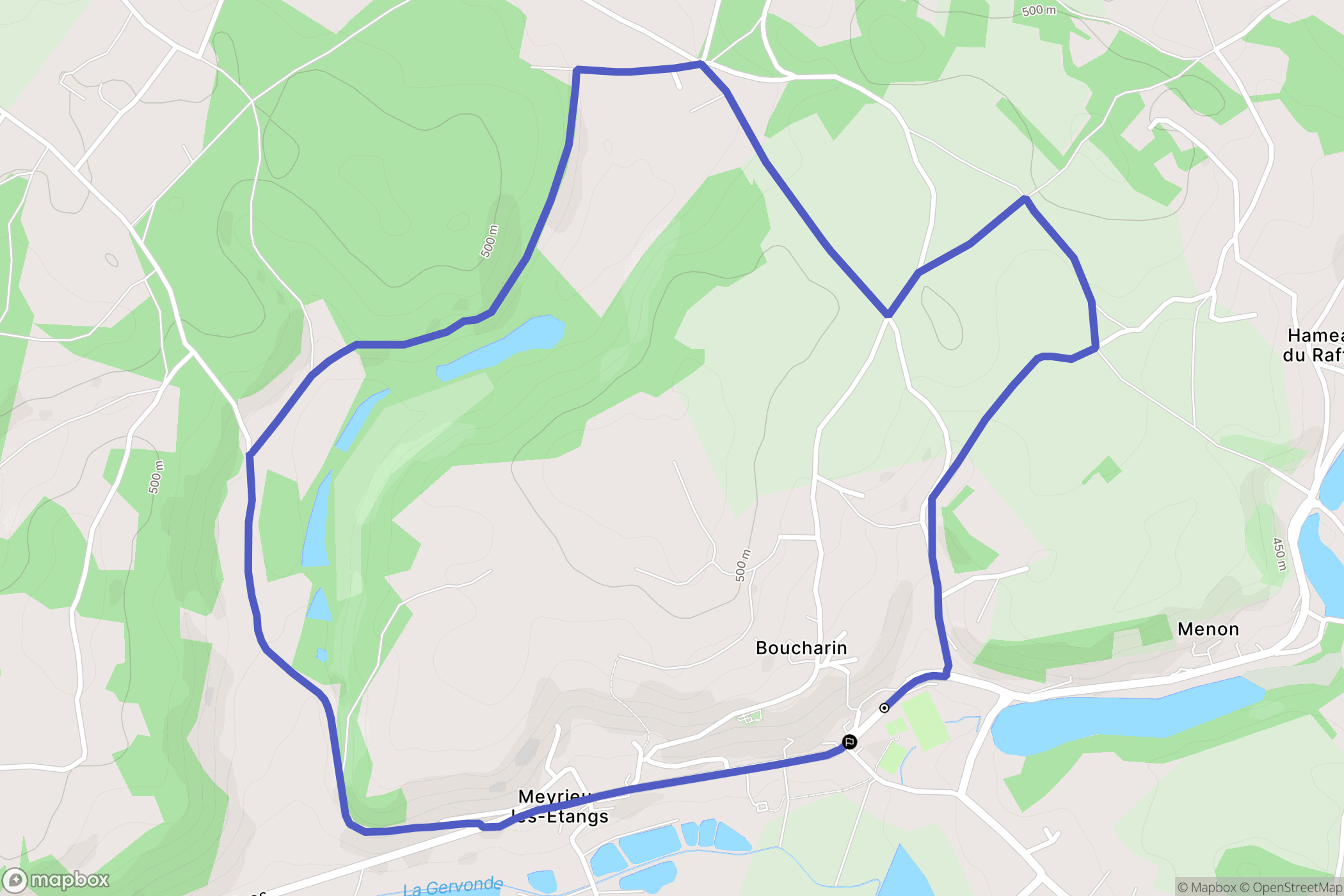 Meyrieu-les-Étangs : carte du parcours de randonnée - France