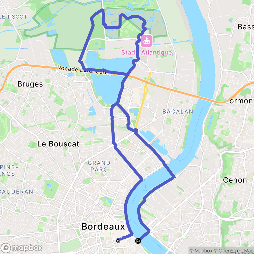 Bordeaux : carte du parcours de randonnée - France