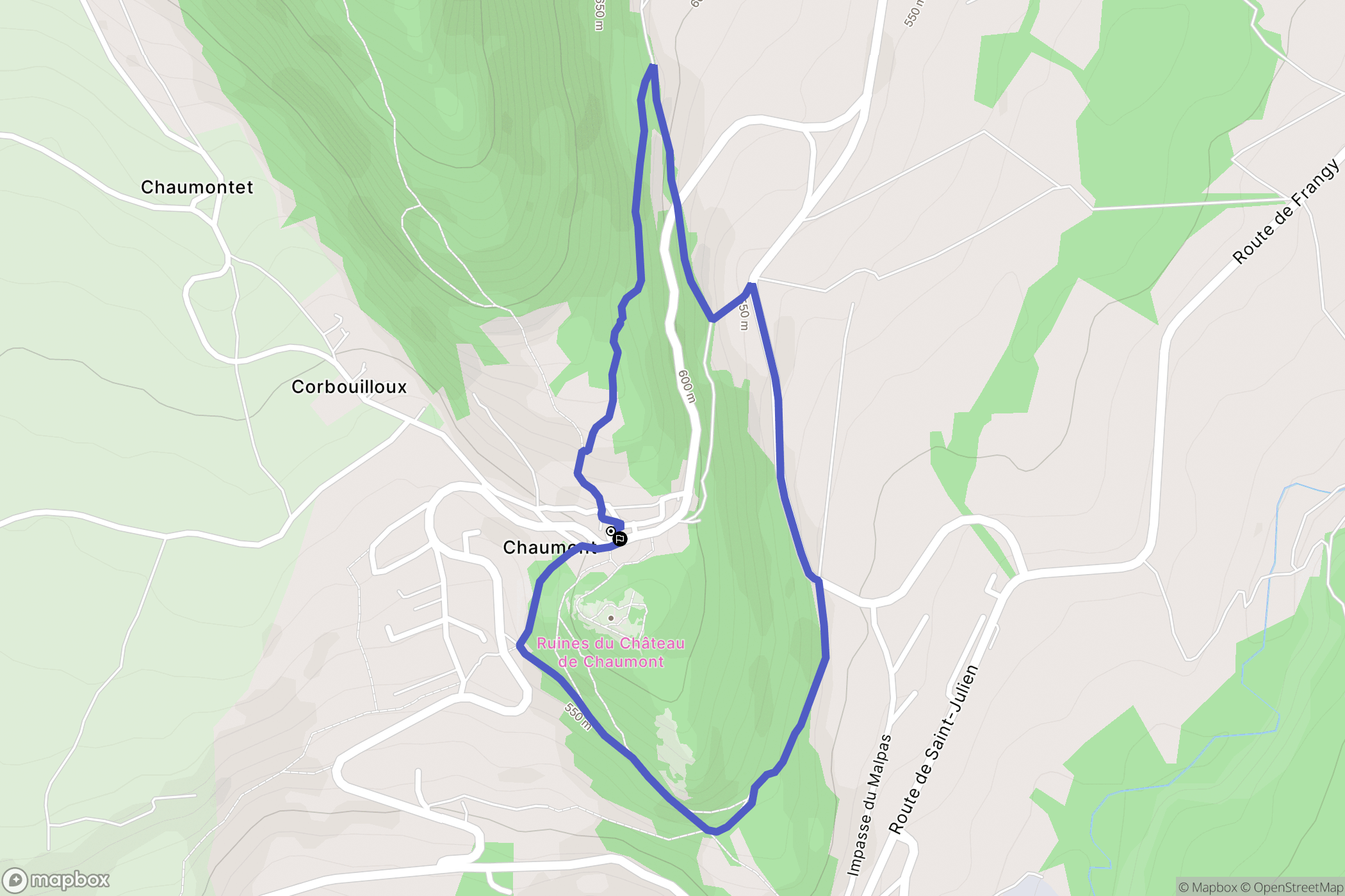 Chaumont : carte du parcours de randonnée - France