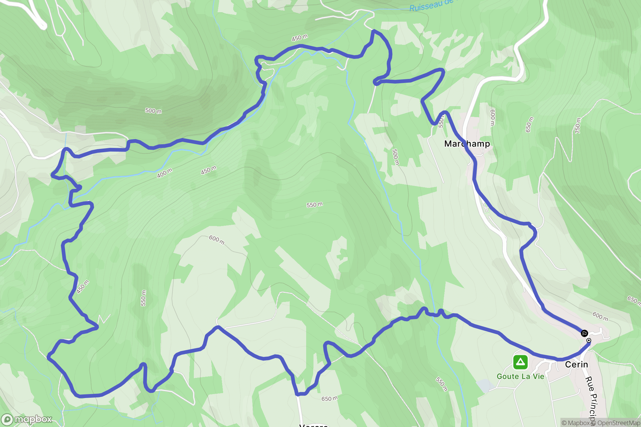 Marchamp : carte du parcours de randonnée - France
