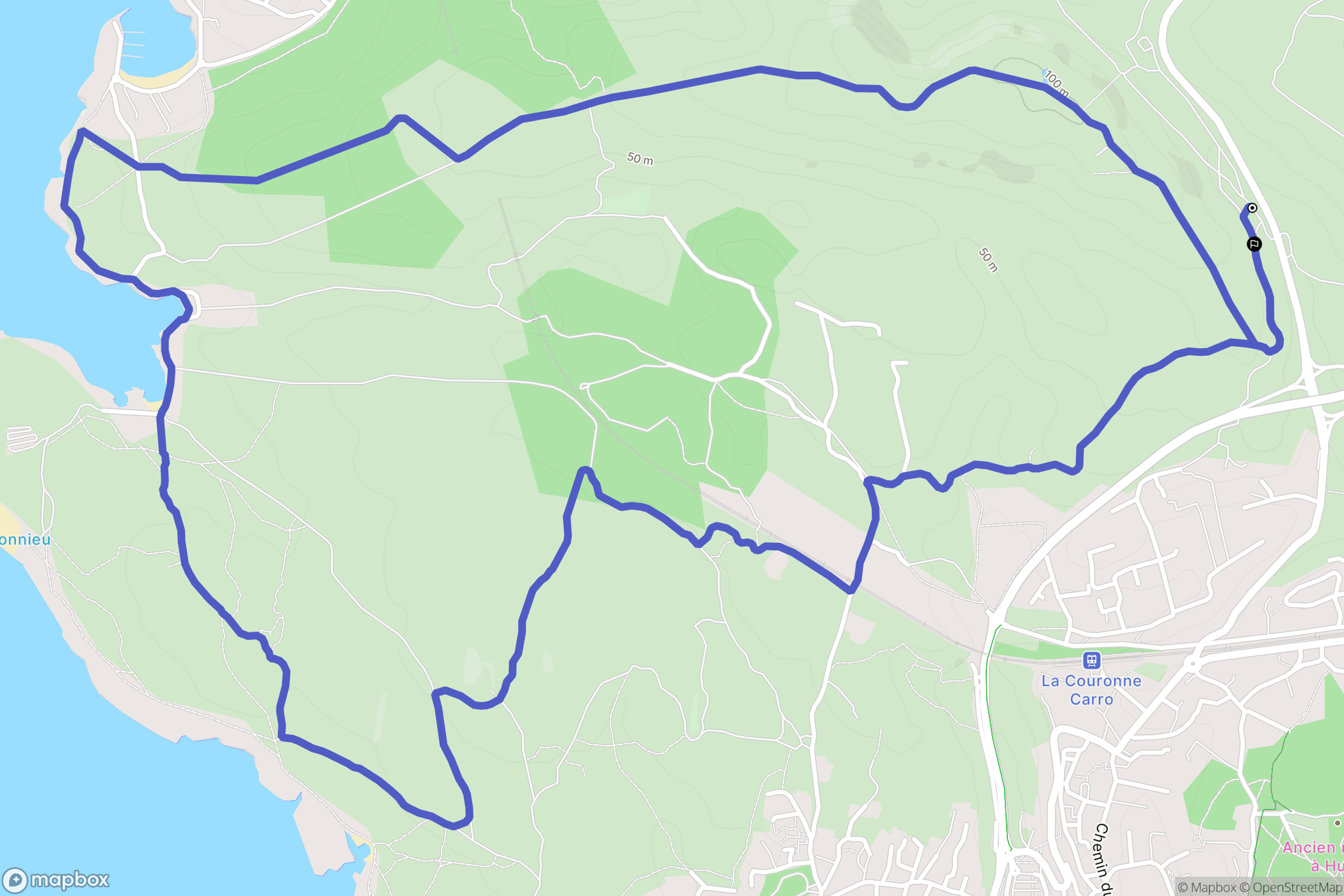 Martigues : carte du parcours de randonnée - France