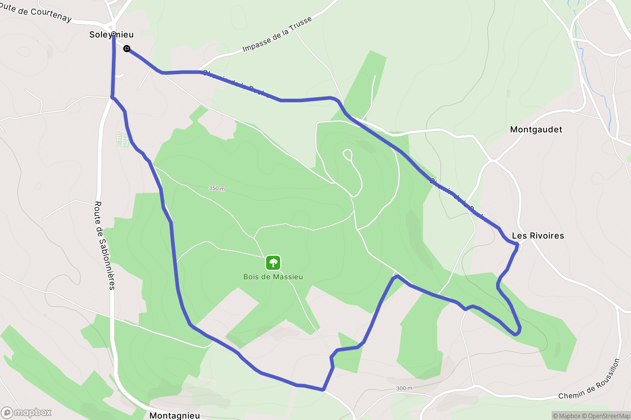 Soleymieu : carte du parcours de randonnée - France