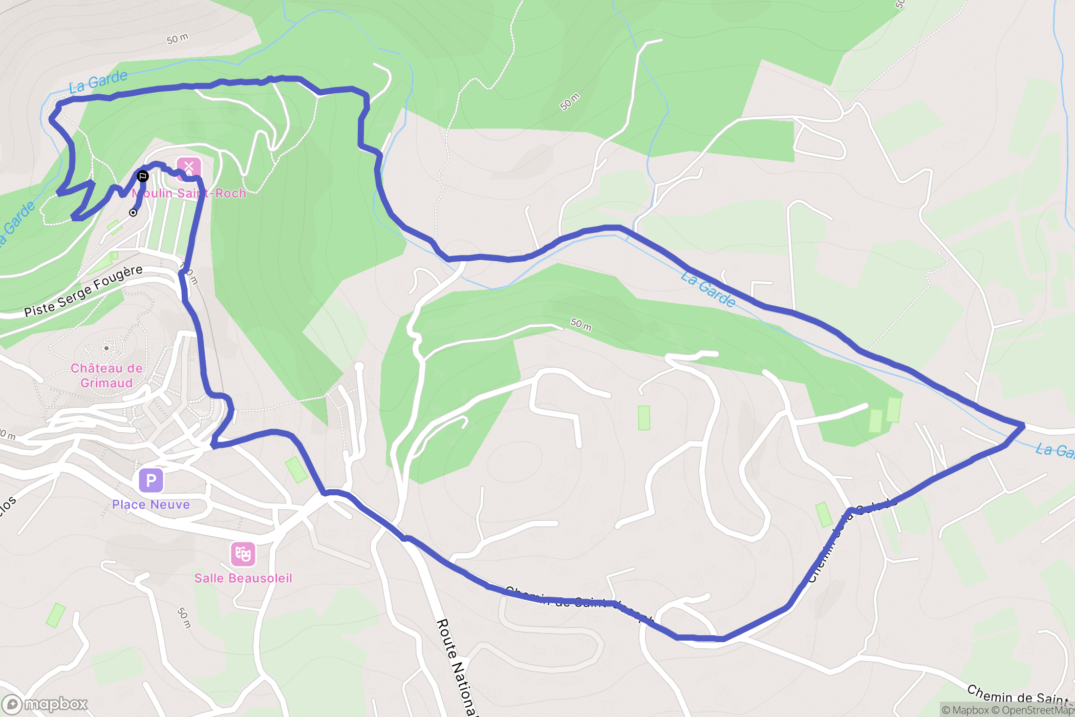 Grimaud : carte du parcours de randonnée - France