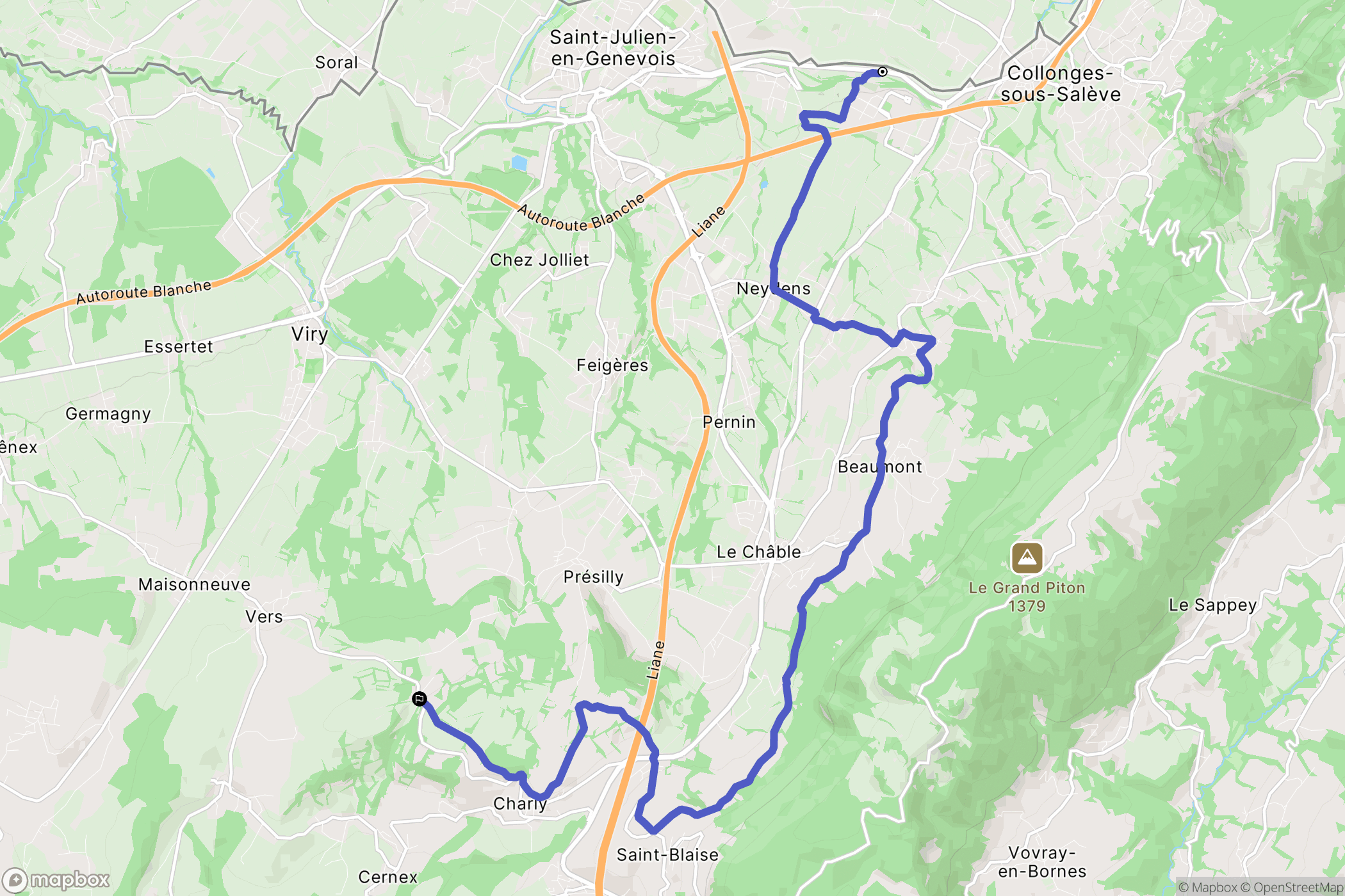 Saint-Julien-en-Genevois : carte du parcours de randonnée - France