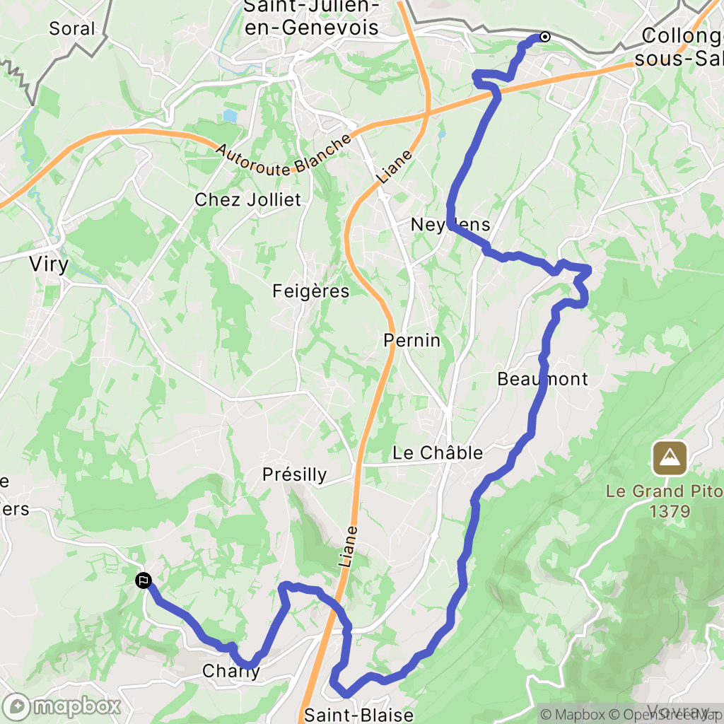 Saint-Julien-en-Genevois : carte du parcours de randonnée - France