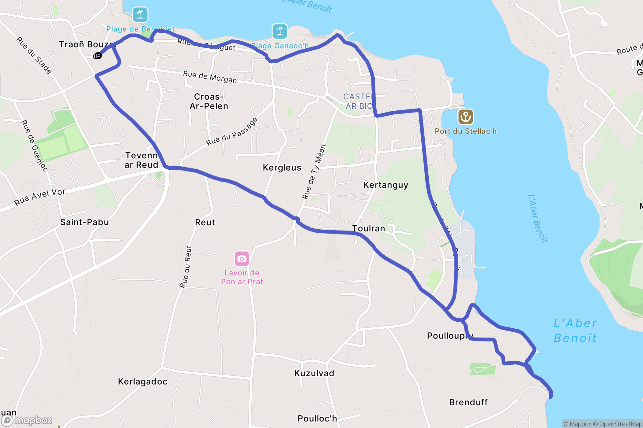 Saint-Pabu : carte du parcours de randonnée - France