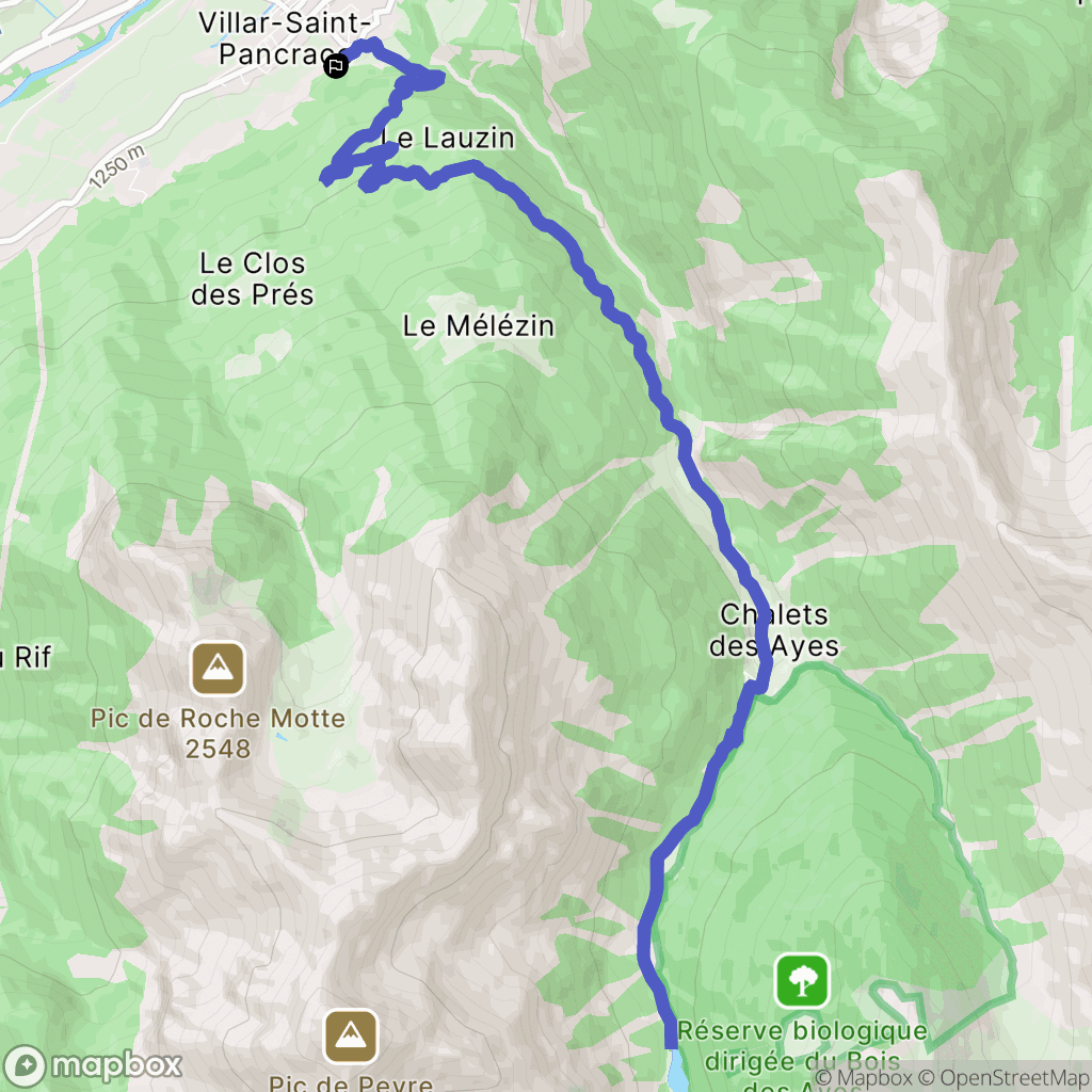 Villar-Saint-Pancrace : carte du parcours de randonnée - France