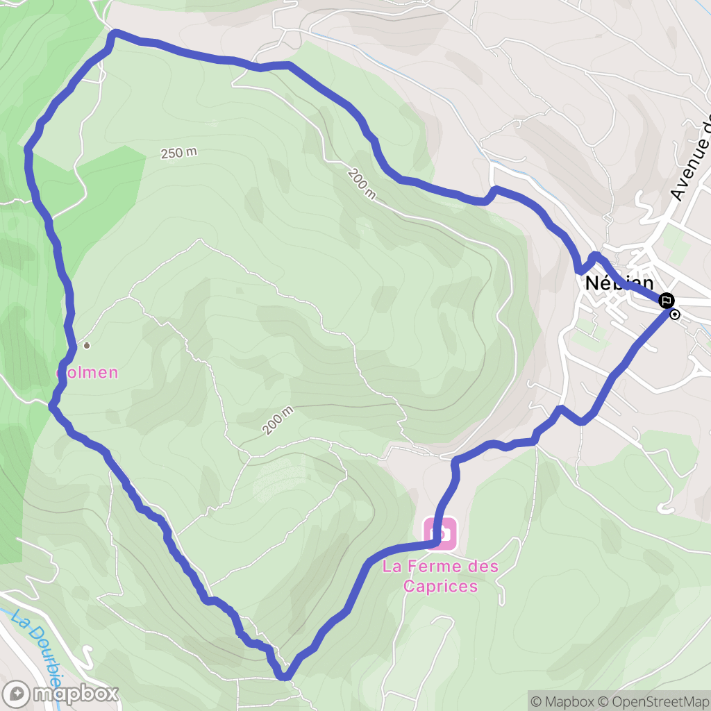 Nébian : carte du parcours de randonnée - France
