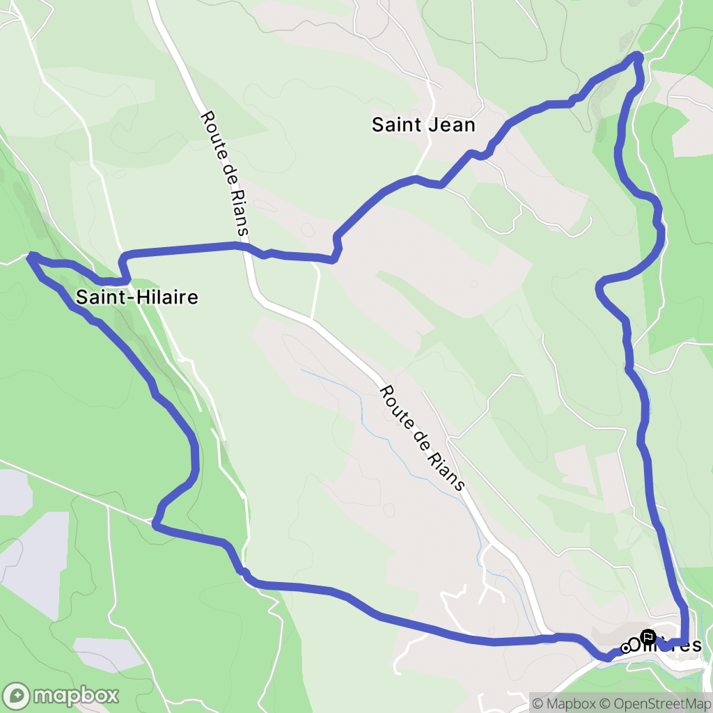 Ollières : carte du parcours de randonnée - France