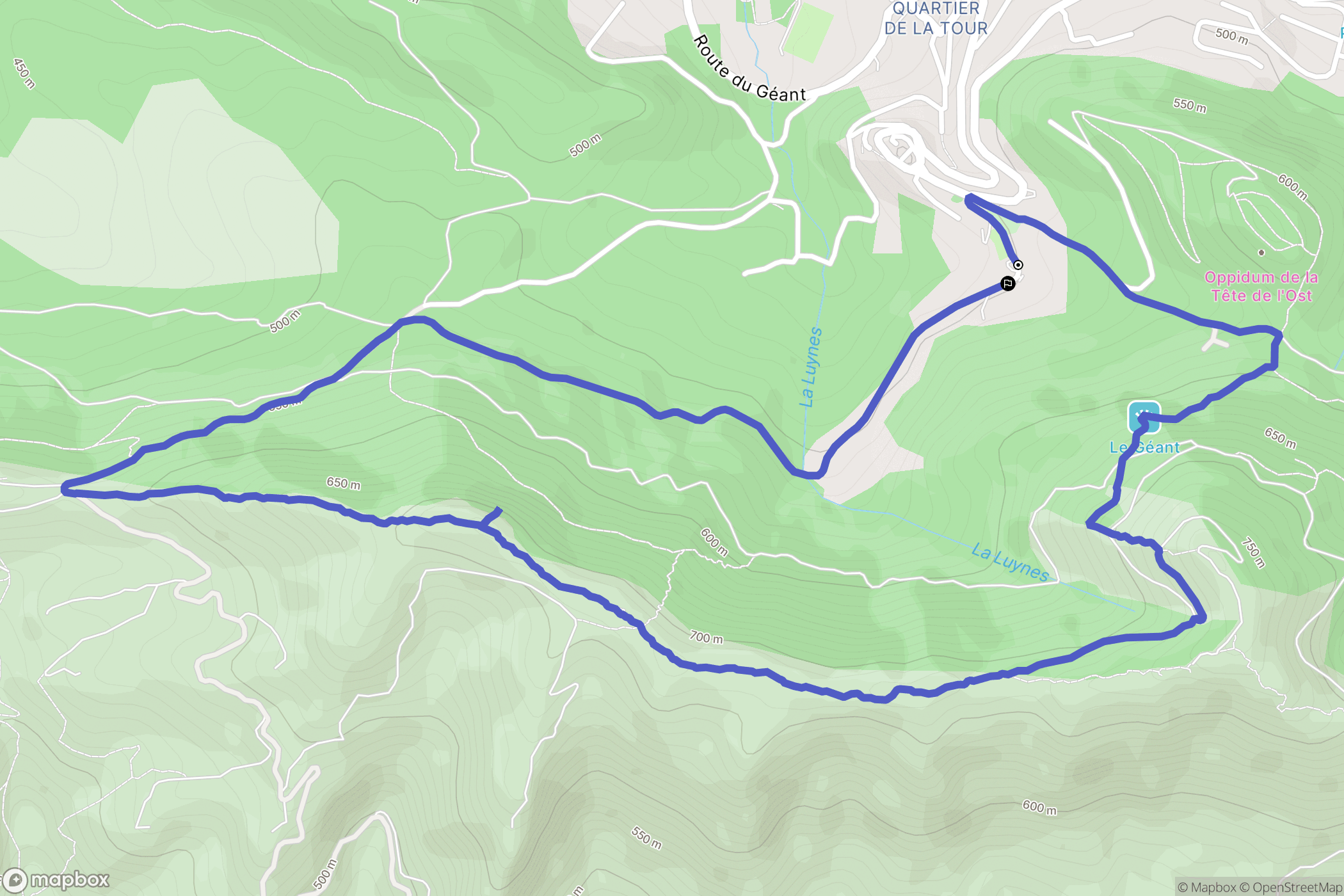 Mimet : carte du parcours de randonnée - France