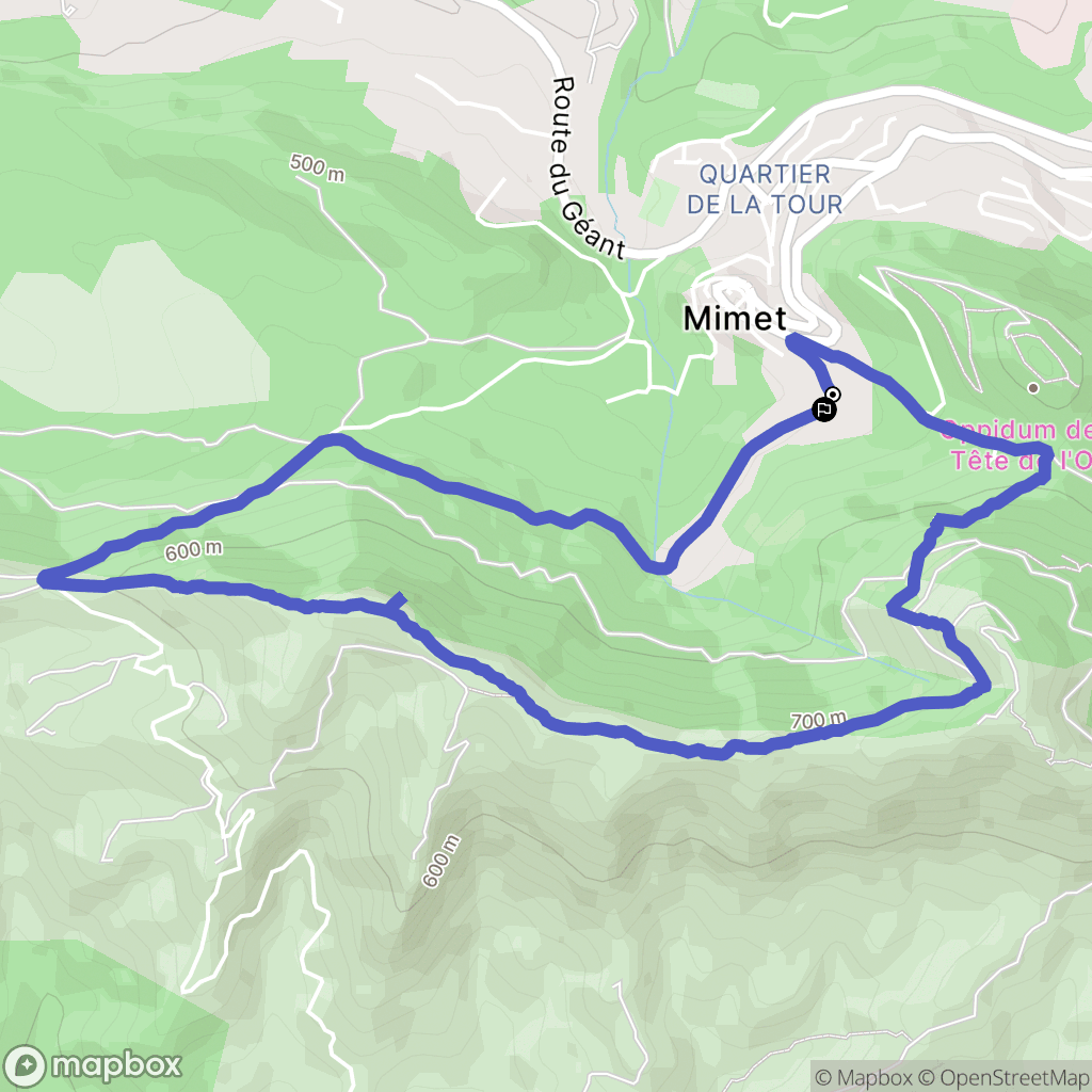 Mimet : carte du parcours de randonnée - France