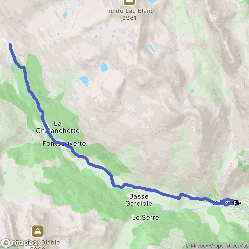 Névache : carte du parcours de randonnée - France