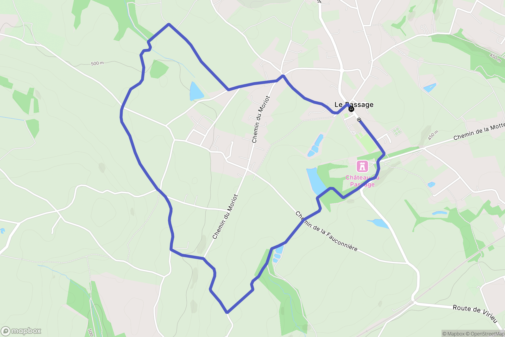 Le Passage : carte du parcours de randonnée - France
