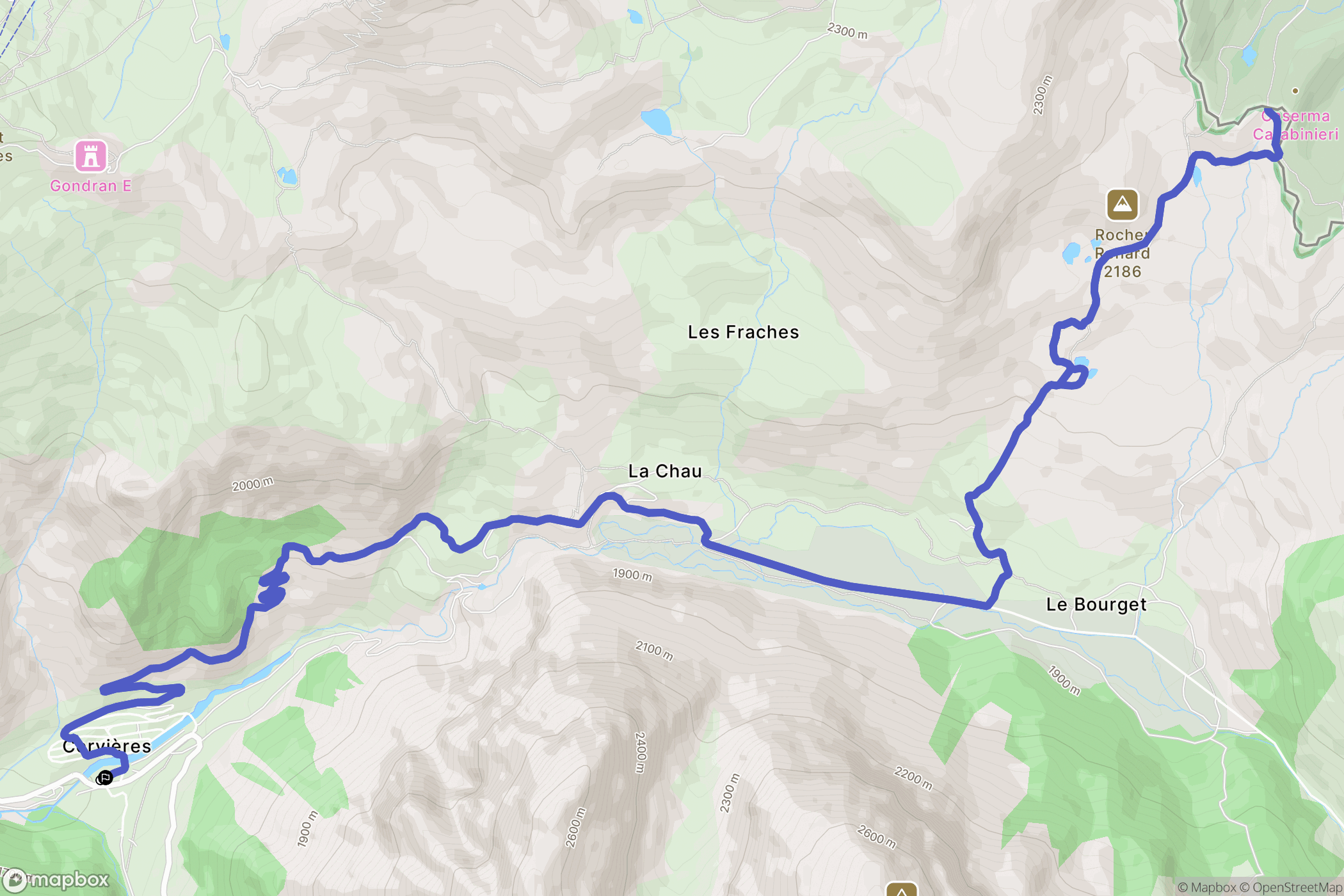 Cervières : carte du parcours de randonnée - France