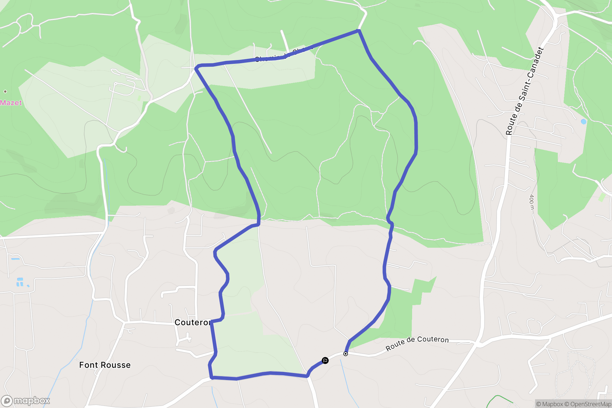 Couteron, Venelles : carte du parcours de randonnée - France