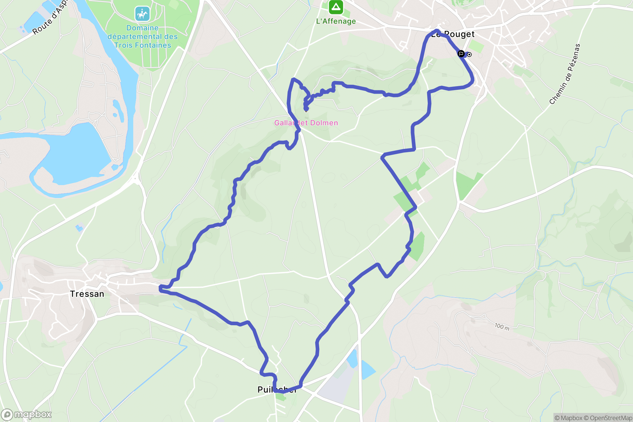 Le Pouget : carte du parcours de randonnée - France