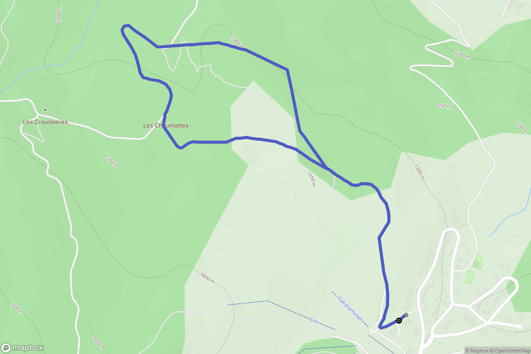 Laye : carte du parcours de randonnée - France
