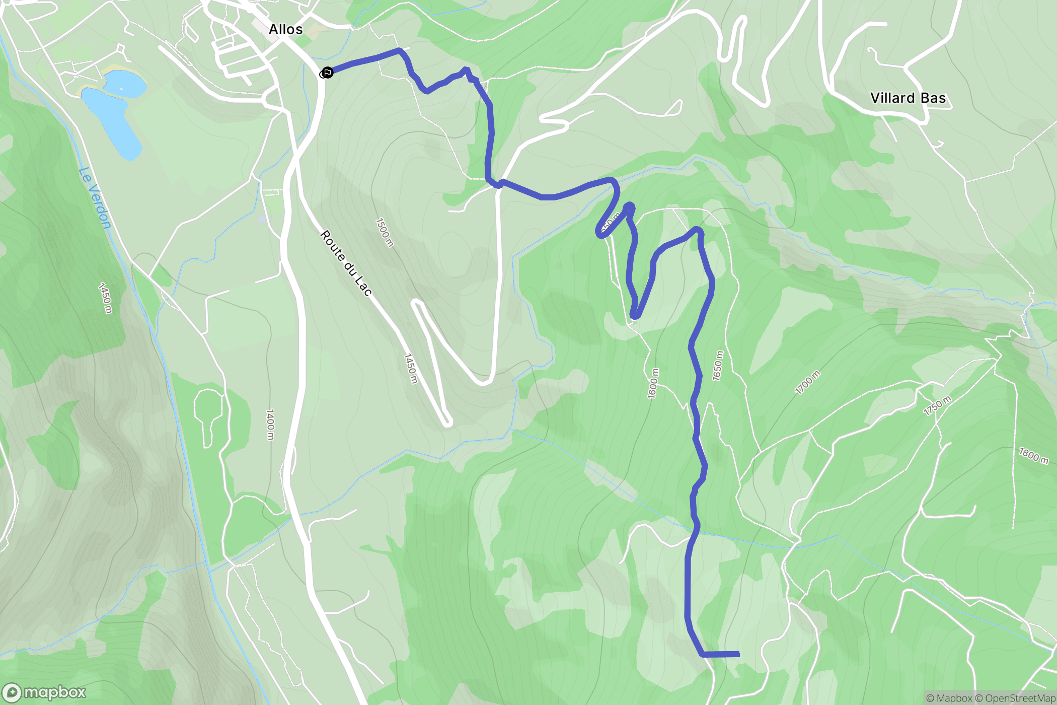 Allos : carte du parcours de randonnée - France