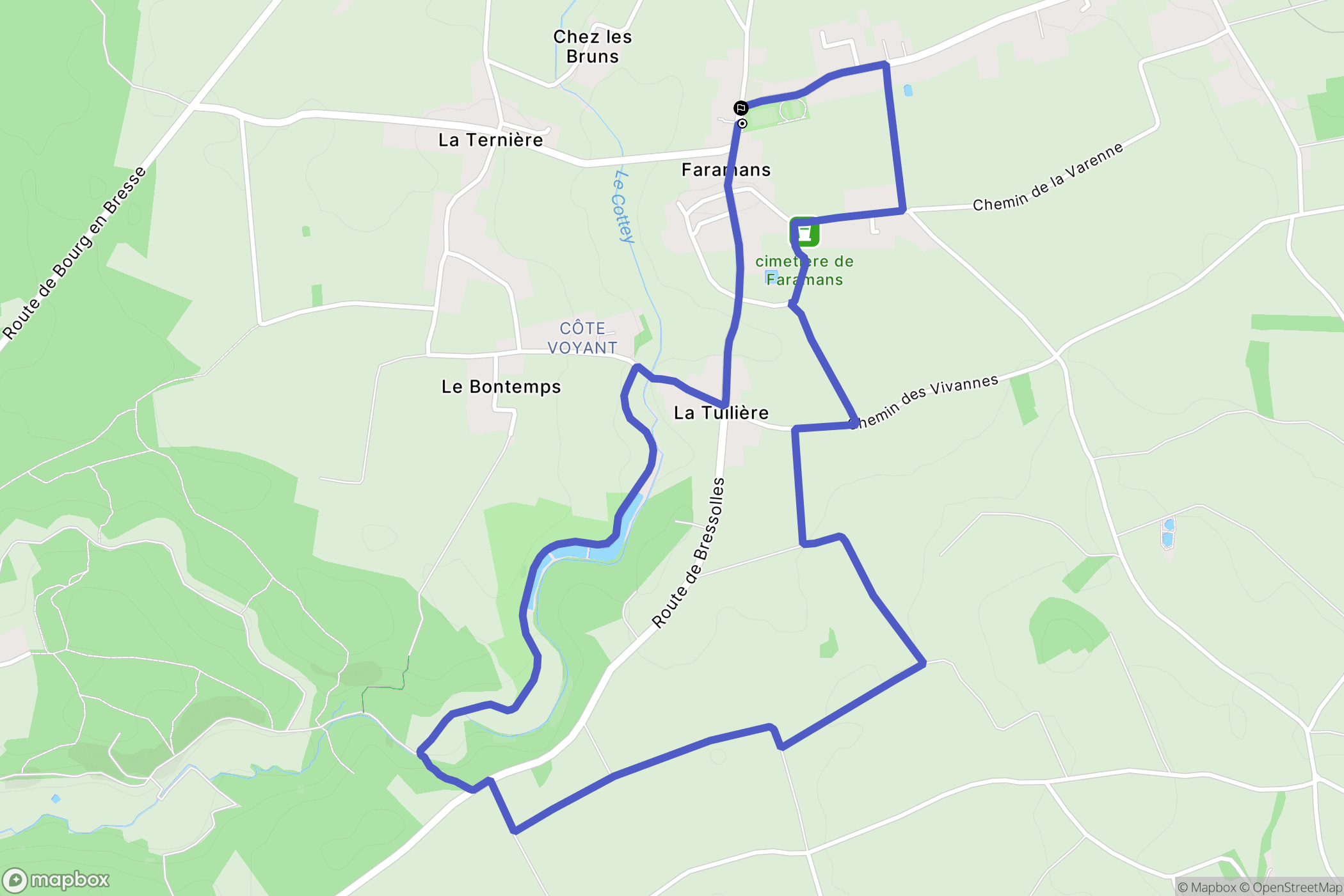 Faramans : carte du parcours de randonnée - France