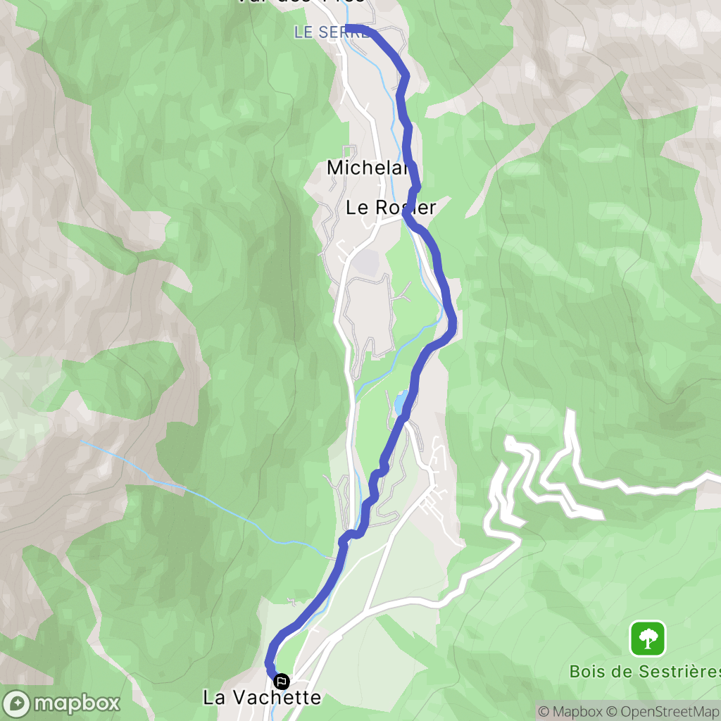Val-des-Prés : carte du parcours de randonnée - France