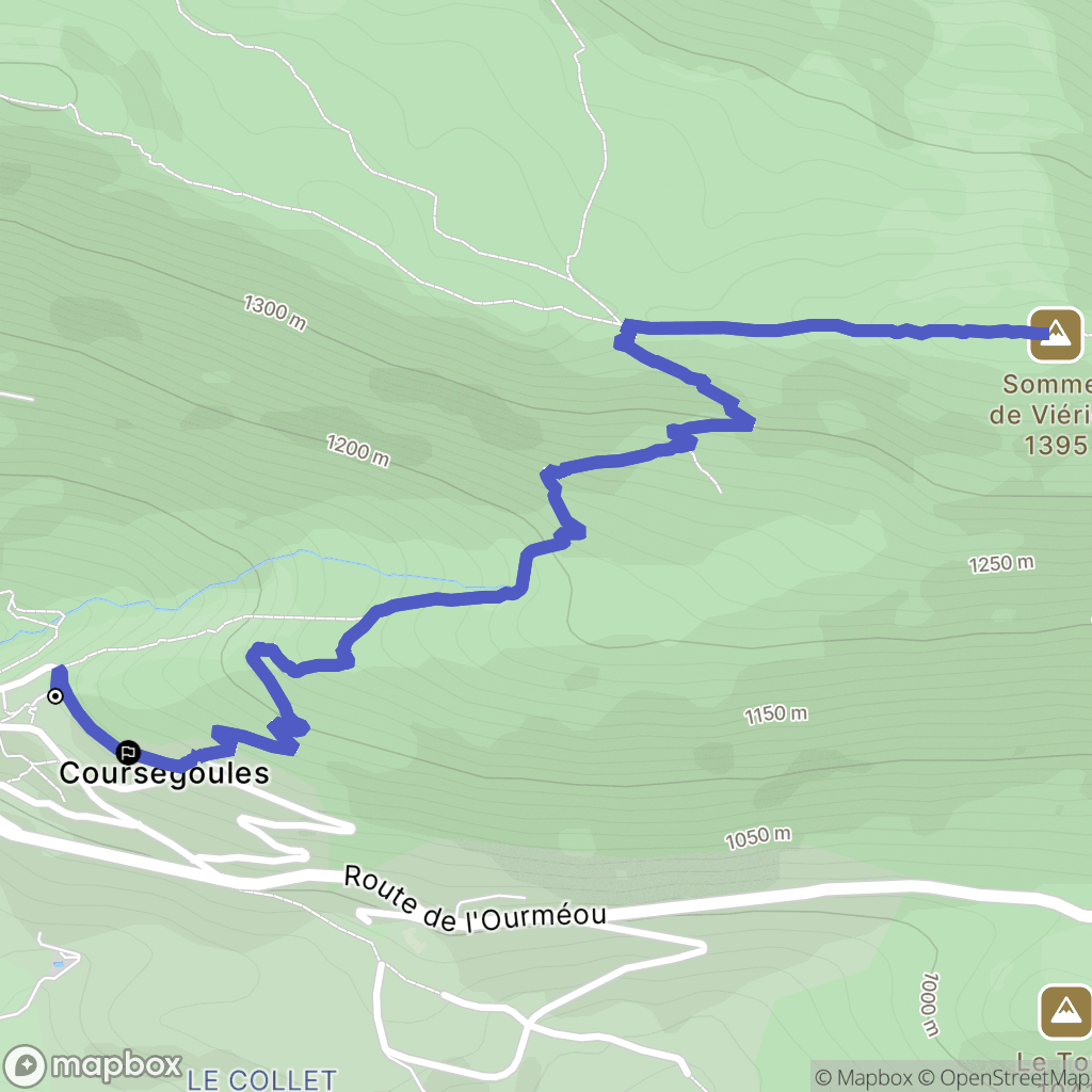 Coursegoules : carte du parcours de randonnée - France