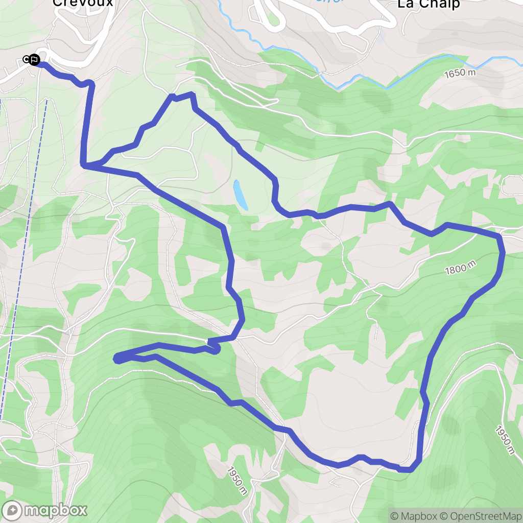 Crévoux : carte du parcours de randonnée - France