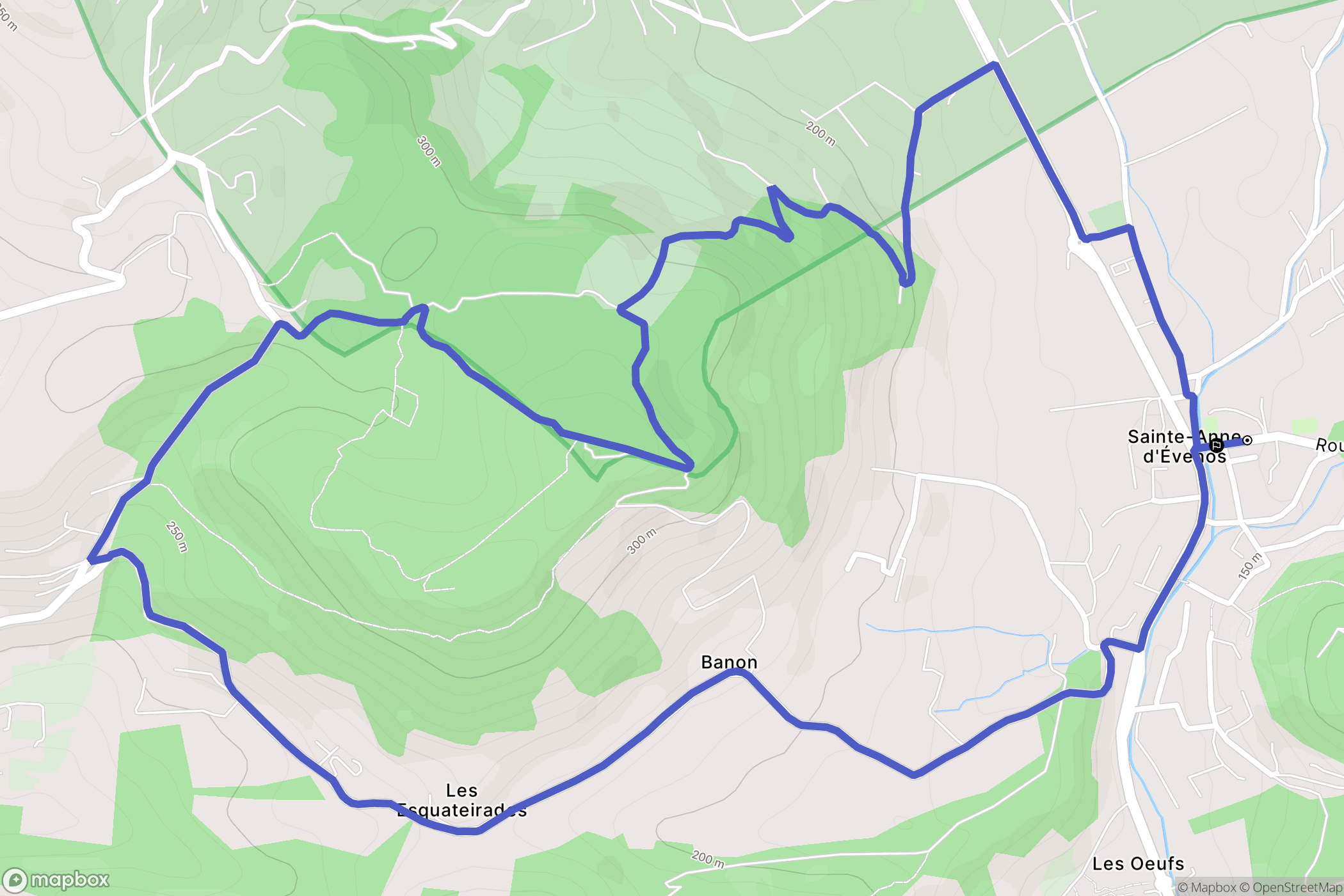 Évenos : carte du parcours de randonnée - France
