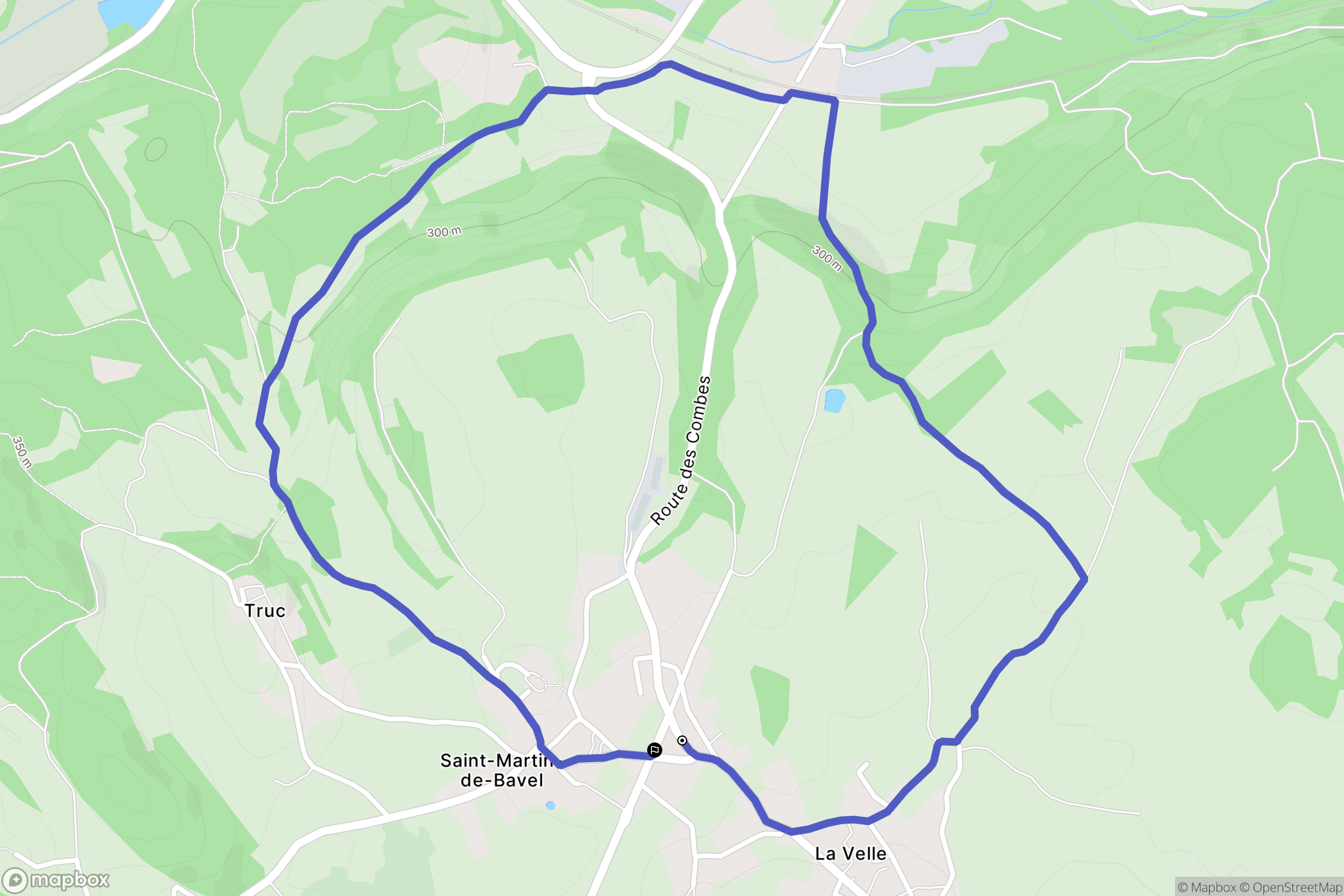 Saint-Martin-de-Bavel : carte du parcours de randonnée - France