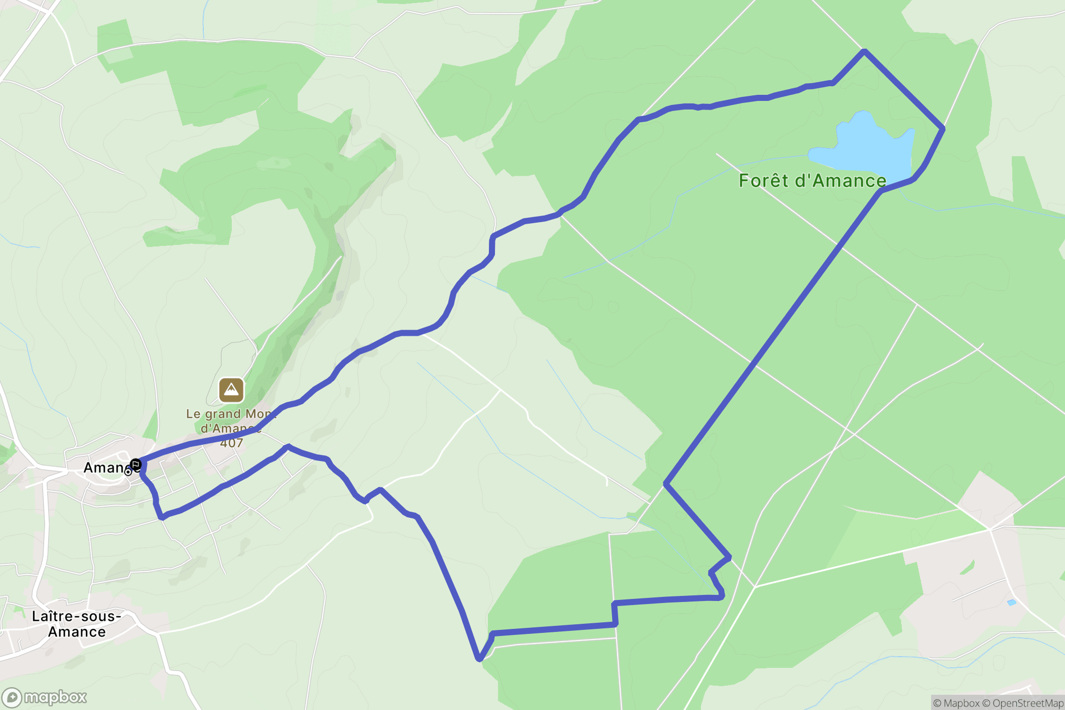 Amance : carte du parcours de randonnée - France