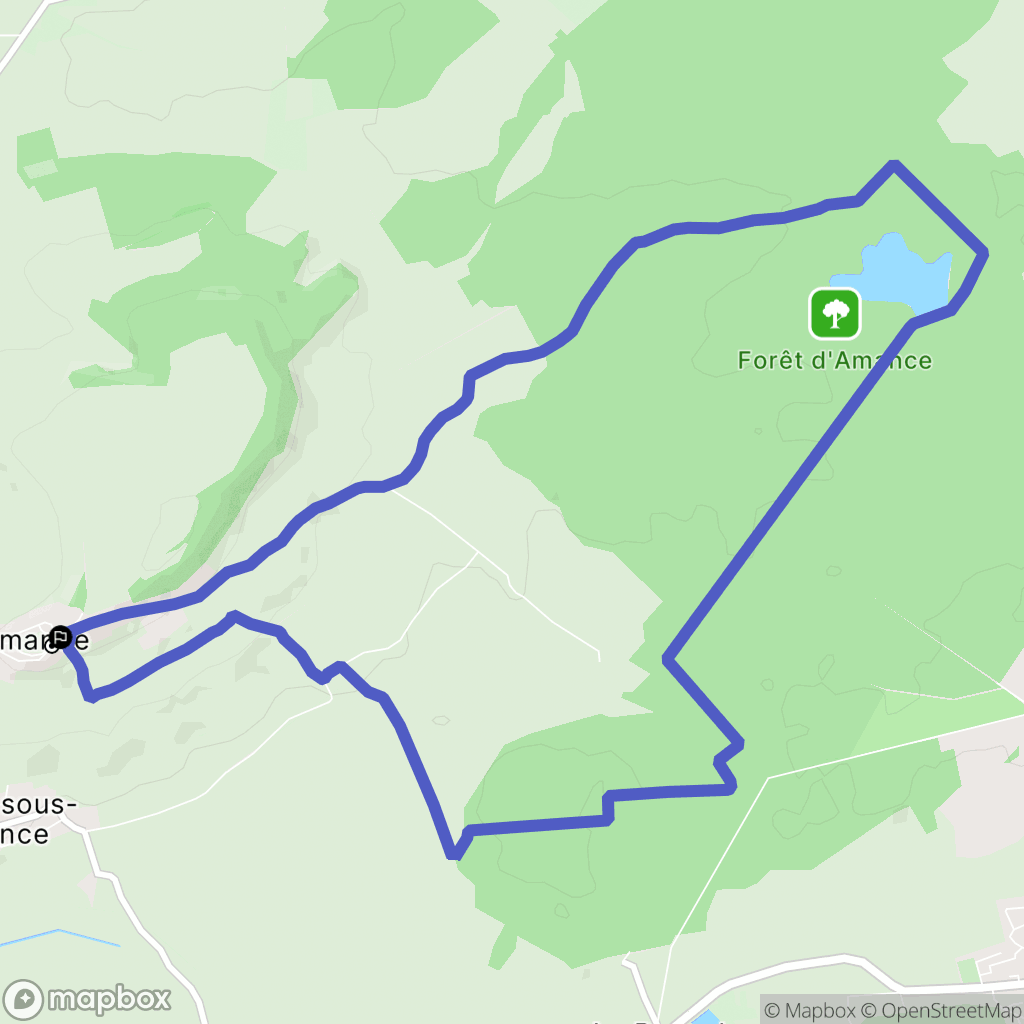 Amance : carte du parcours de randonnée - France